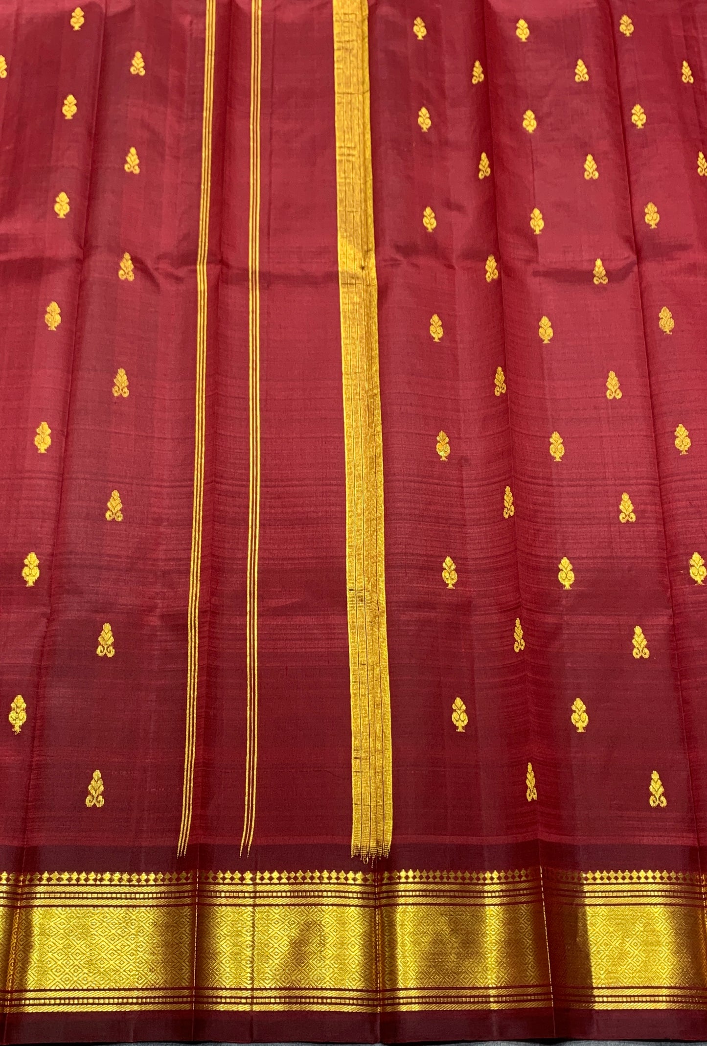 Pure Kanchipuram Silk Saree Maroon Colour with Gold Zari Border