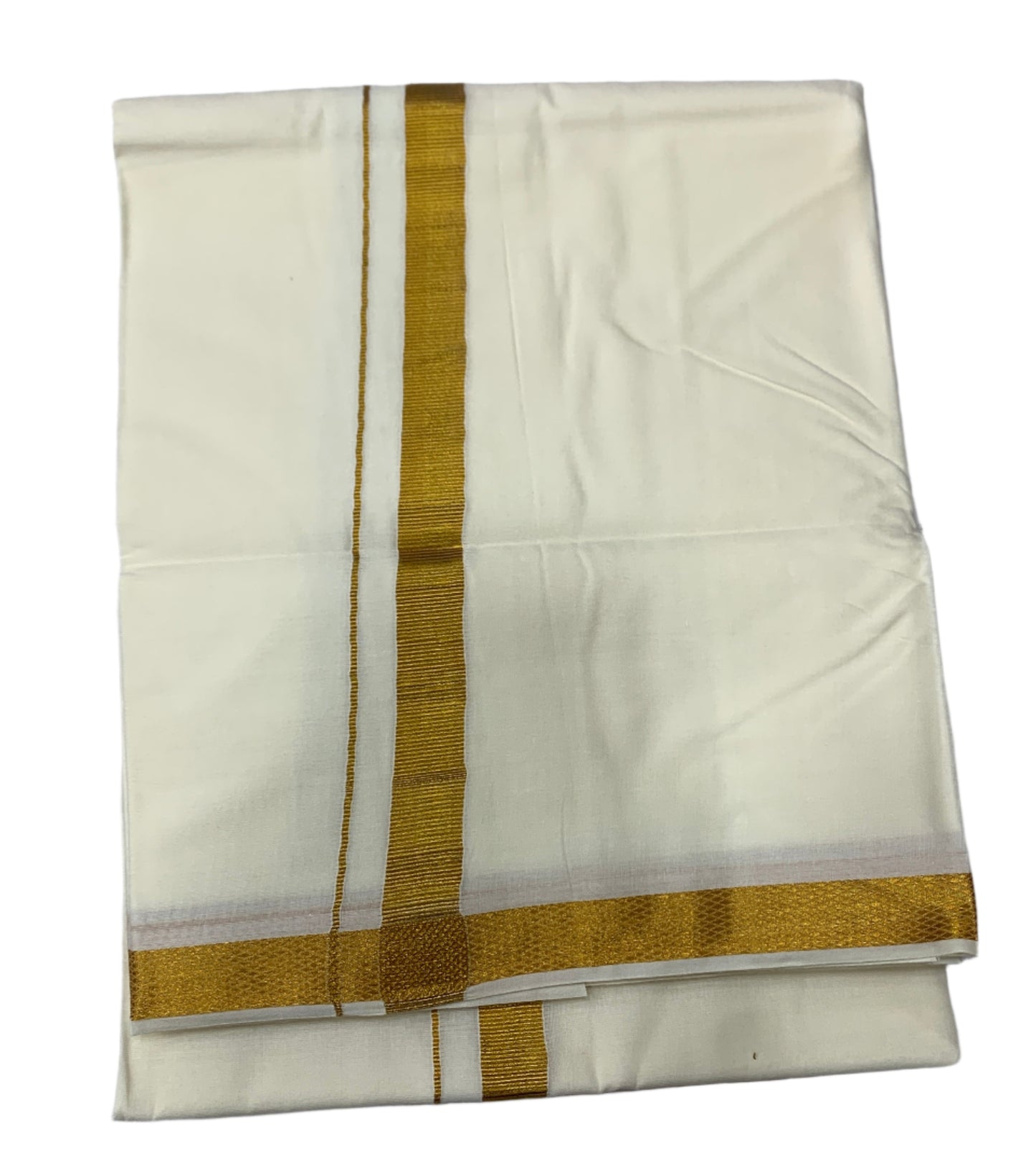 8 Mulam White Cotton Dhoti with Golden Border