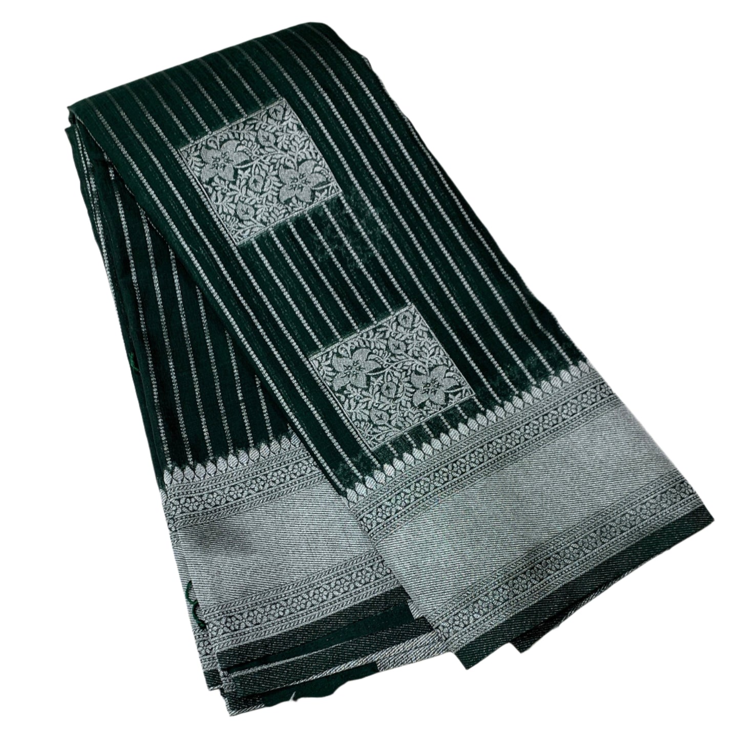 Fancy South Cotton summer Special in vibrant pastel colours - * Green * with Sliver Zari Border