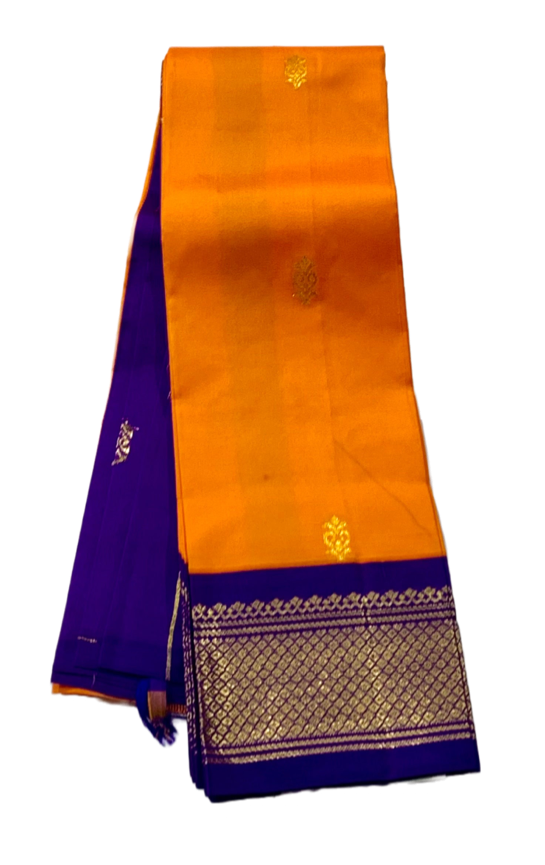 Kanchipuram Silk Saree Mango Yellow Colour