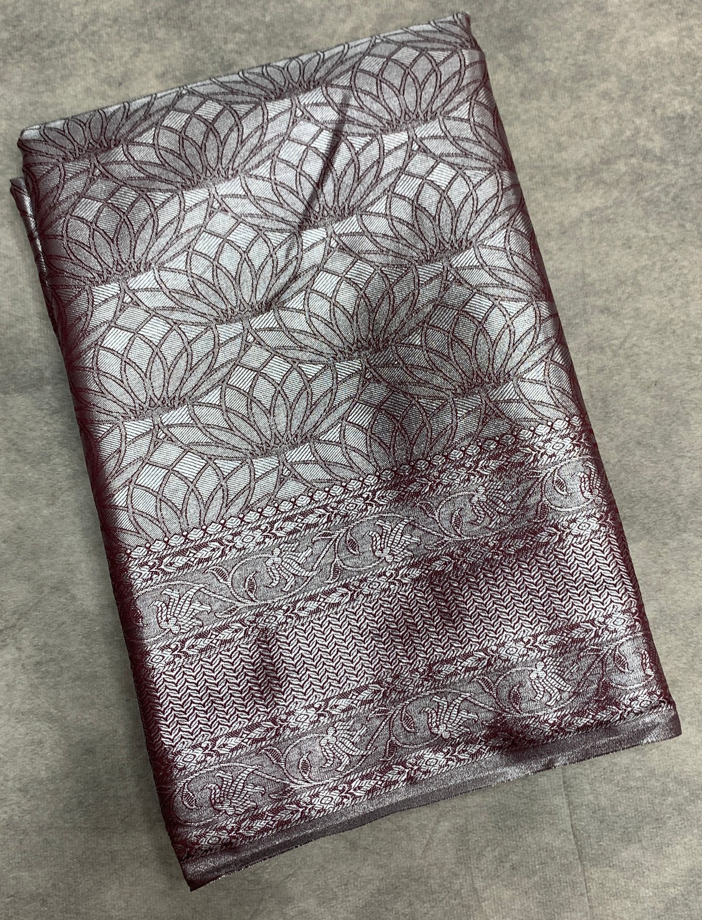 Fancy Tissue Saree Brown Colour with Self Design Border