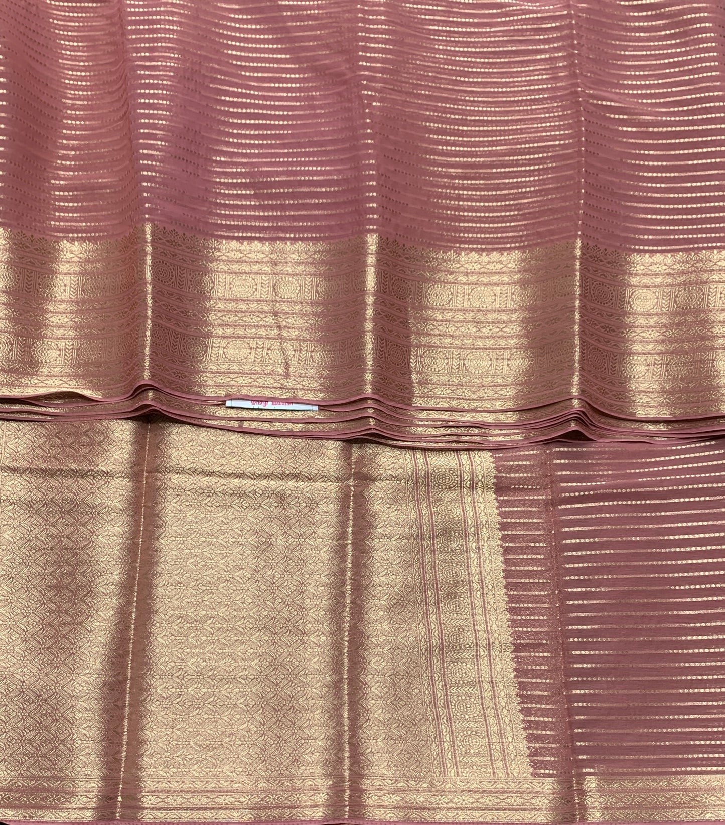 Georgette Saree Onion Pink Colour with Sliver Floral Design Border