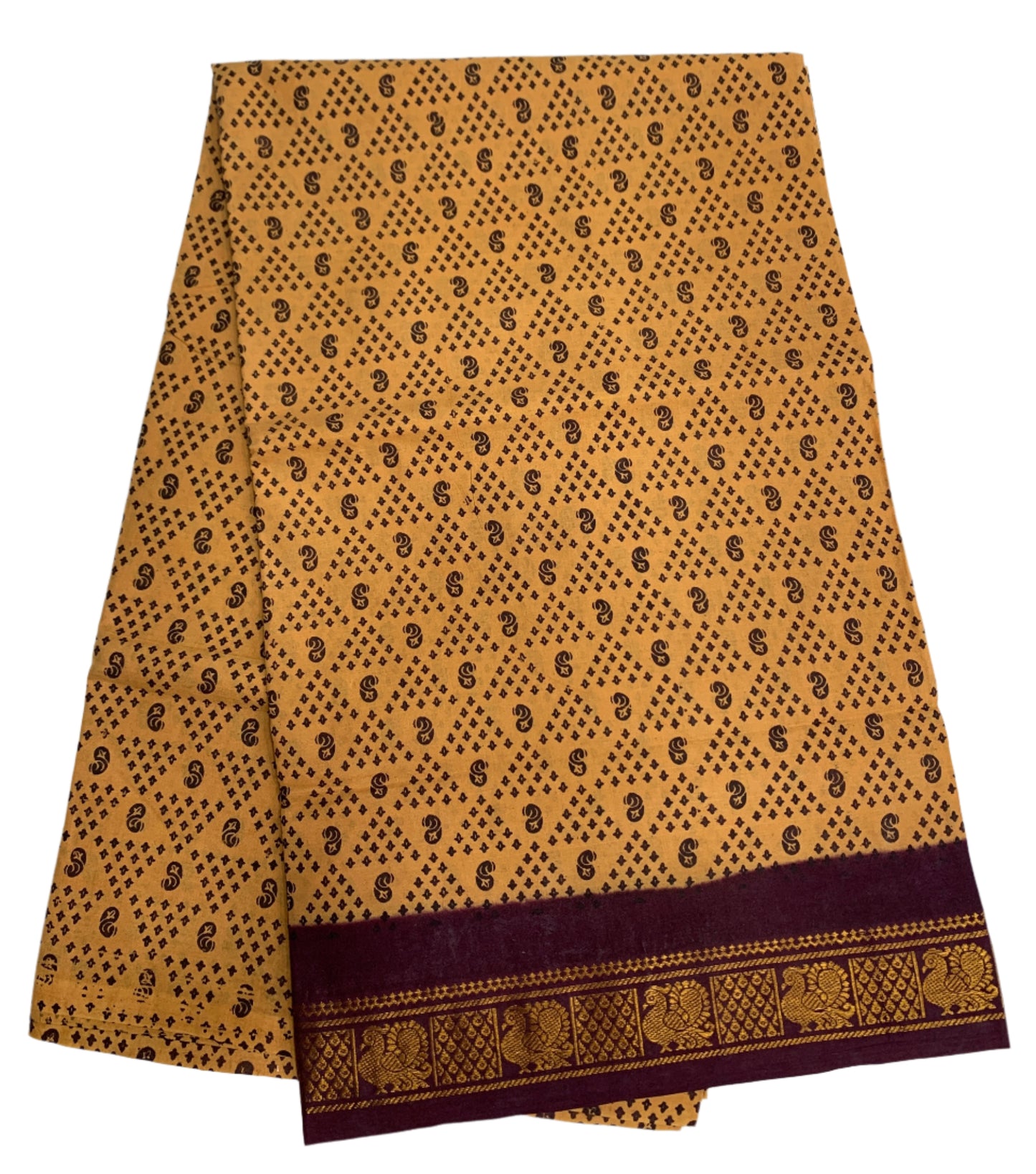 Chettinad Sungudi Cotton Sandal Colour with Brown Colour Border