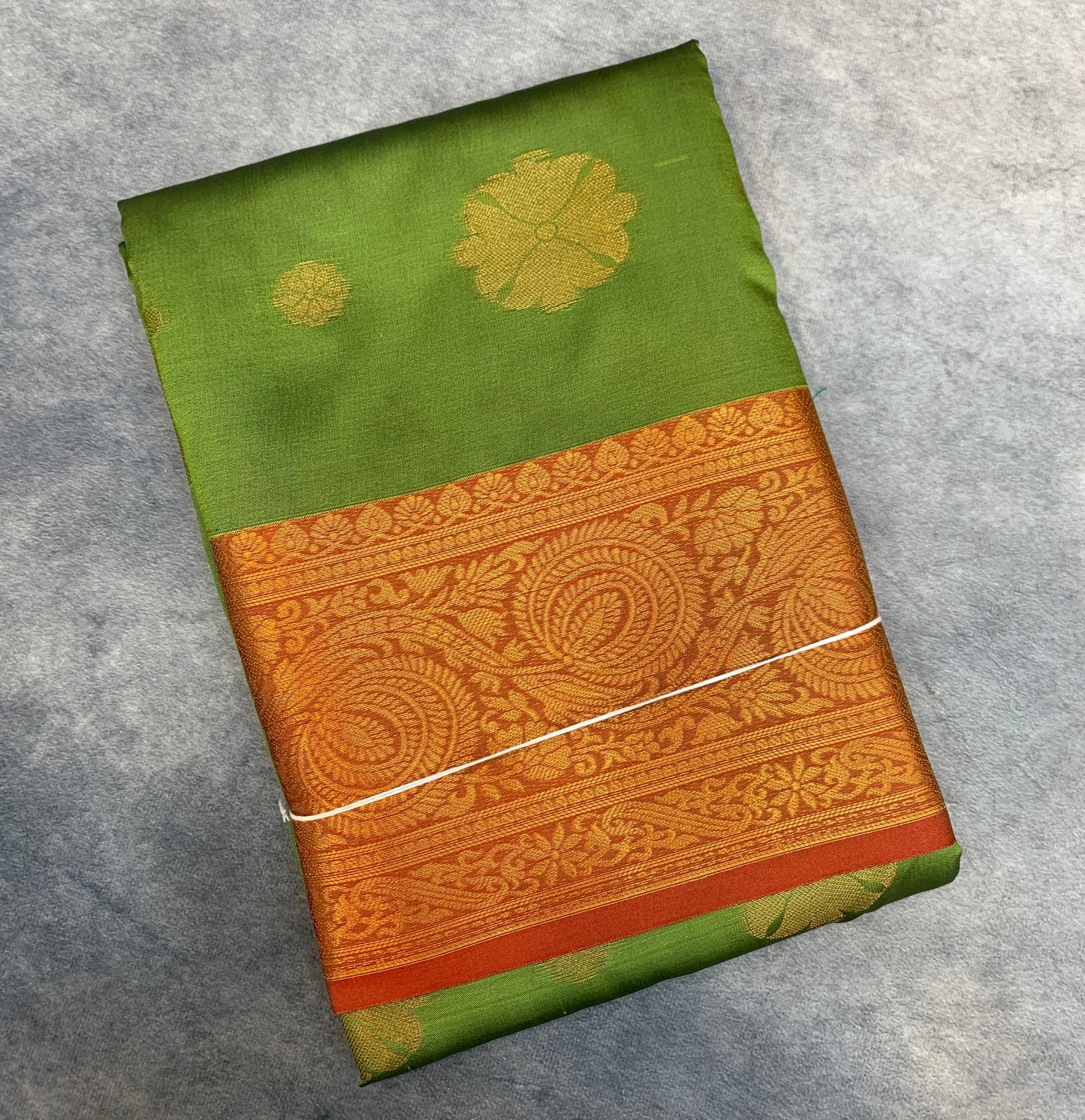 Soft Silk Casual Saree Olive Green Colour with Maroon Border