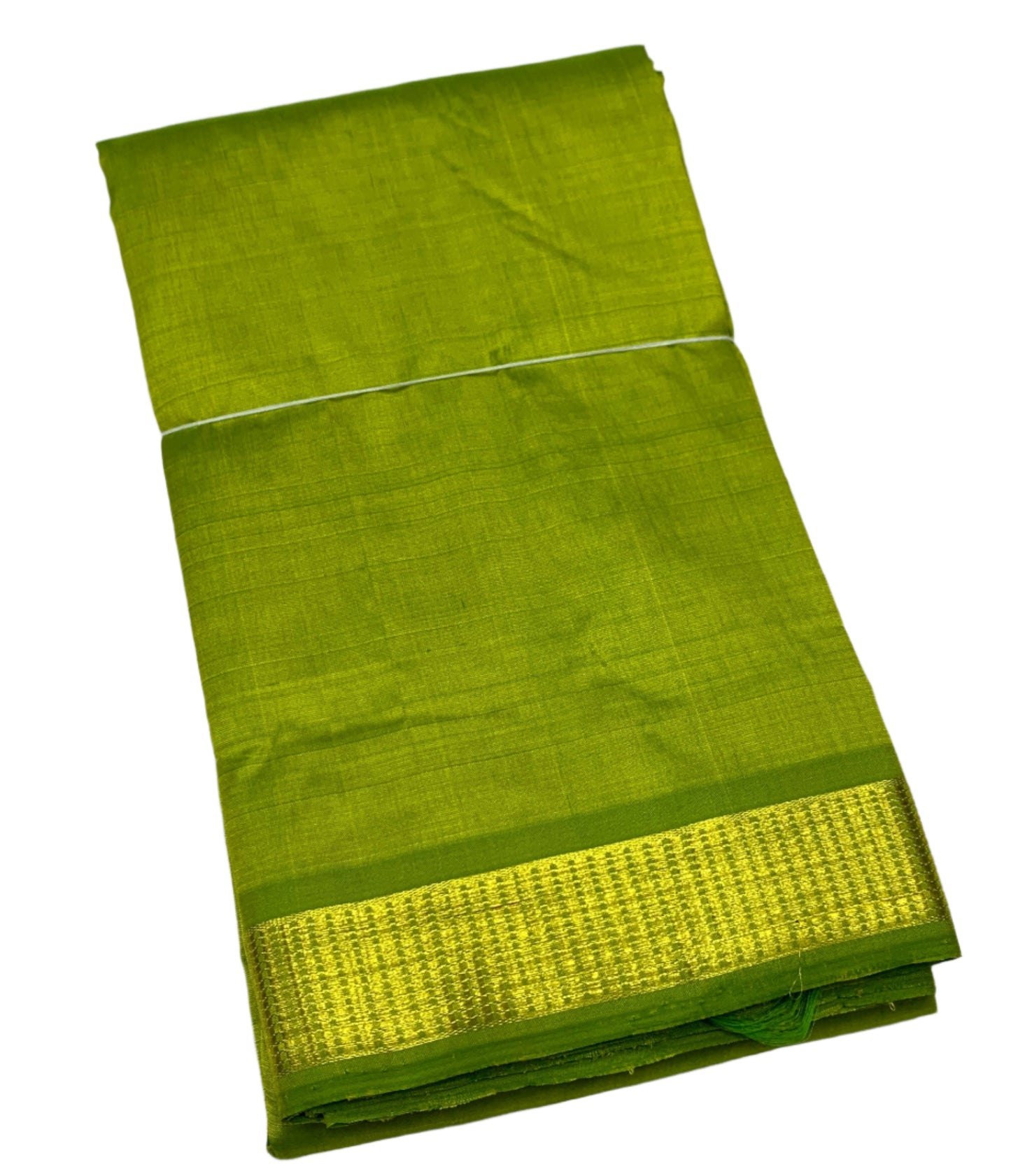 Pure Kanchipuram Silk Parrot Green Colour with Golden Zari Border