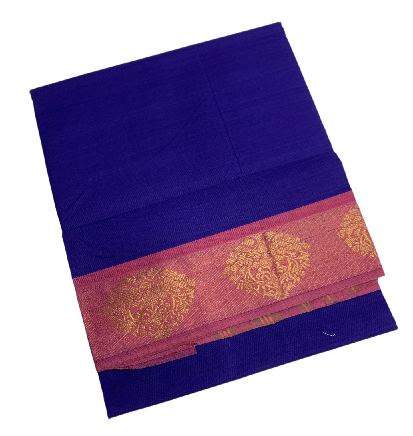 Chettinad Cotton Saree Blue Colour with Pink Border