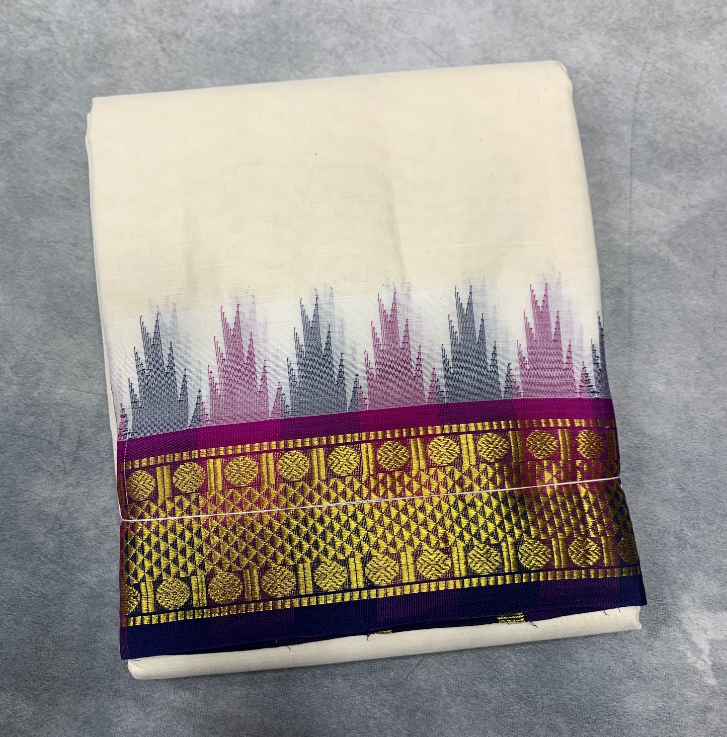 Korvai Cotton Dhoti Half White Colour