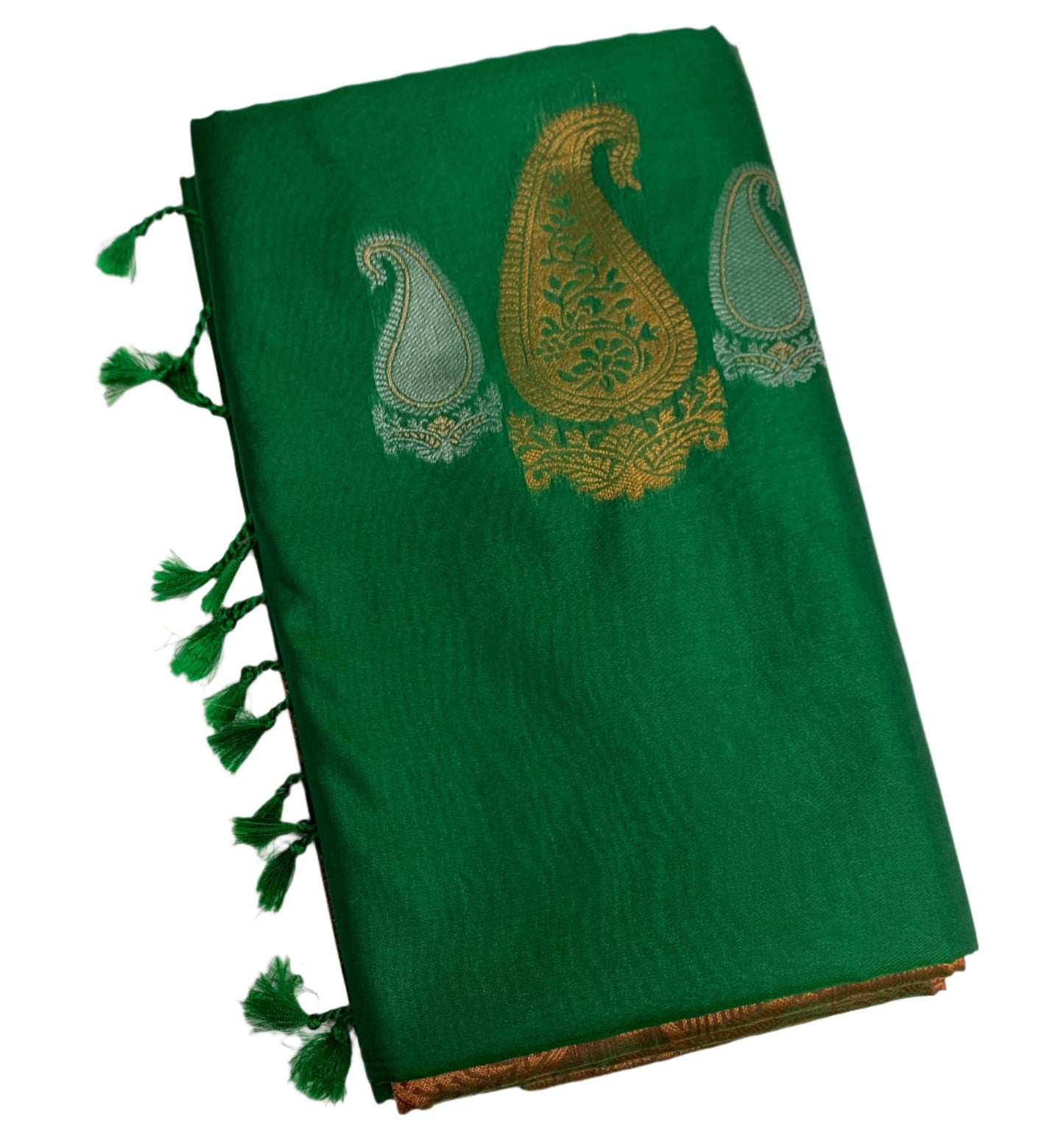 Soft Vegan Silk Saree Green Colour with Border less