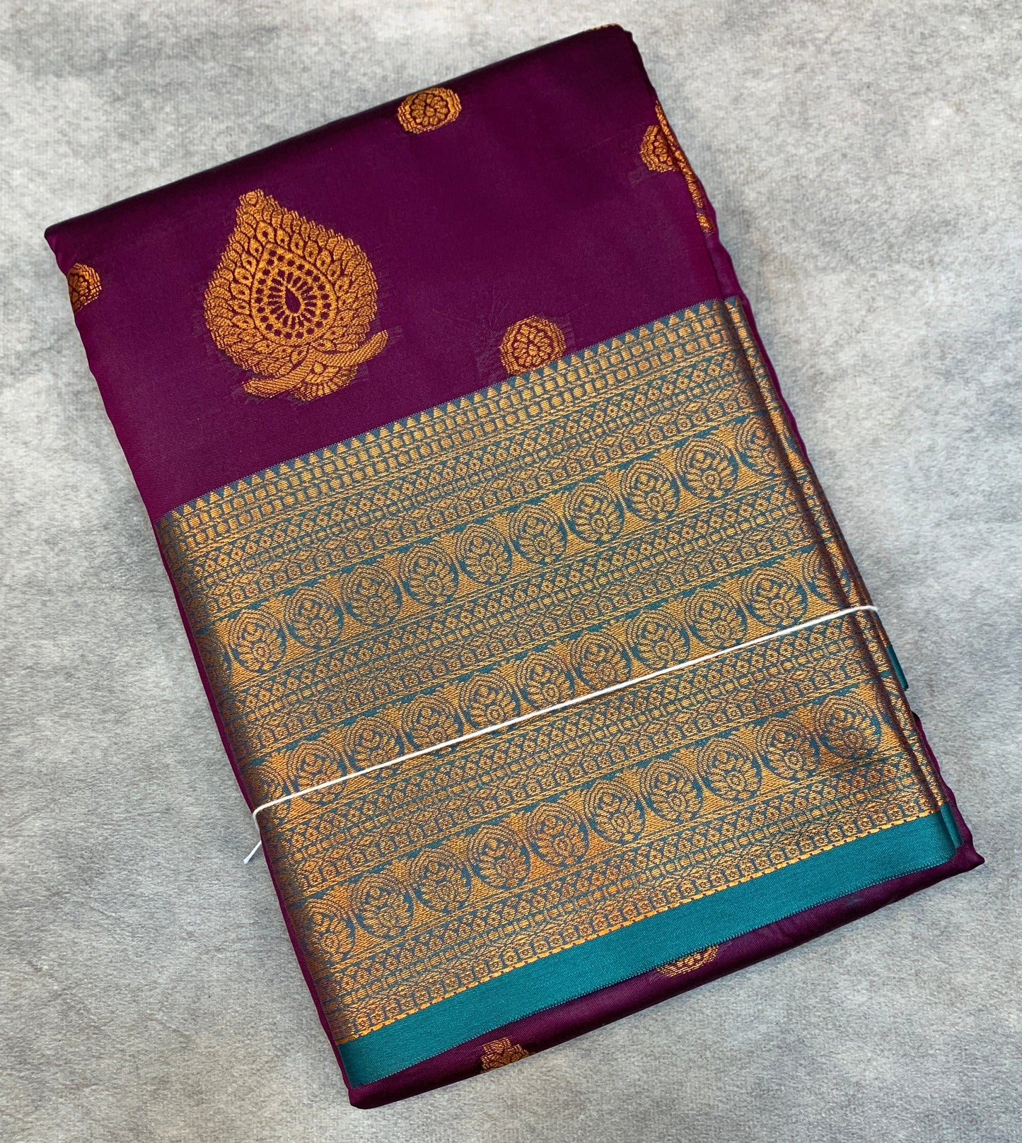 Soft Silk Casual Saree Magenta Colour with Rama Green and Golden Colour Border