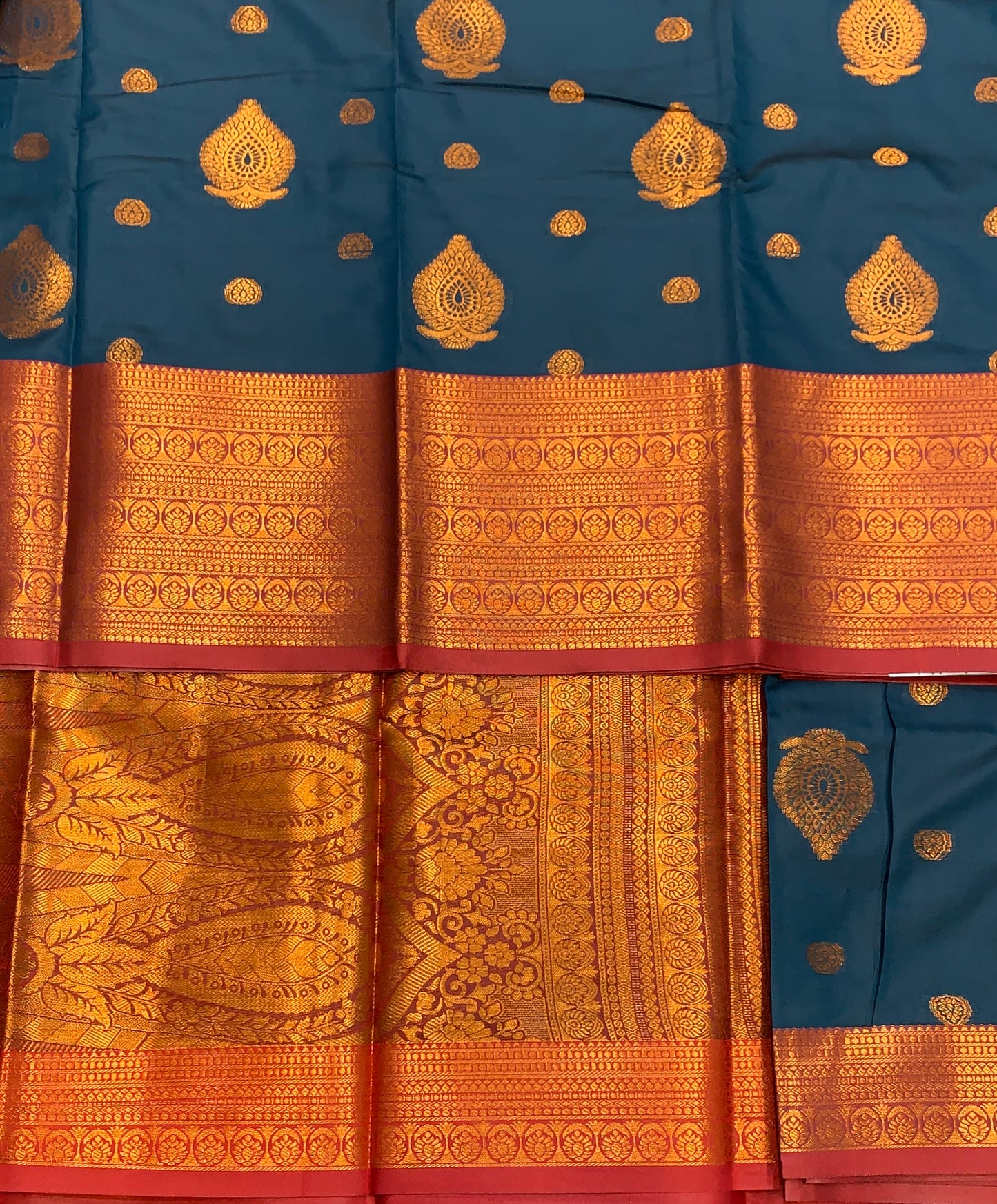 Soft Silk Casual Saree Dark Blue Colour with Maroon and Golden Colour Border