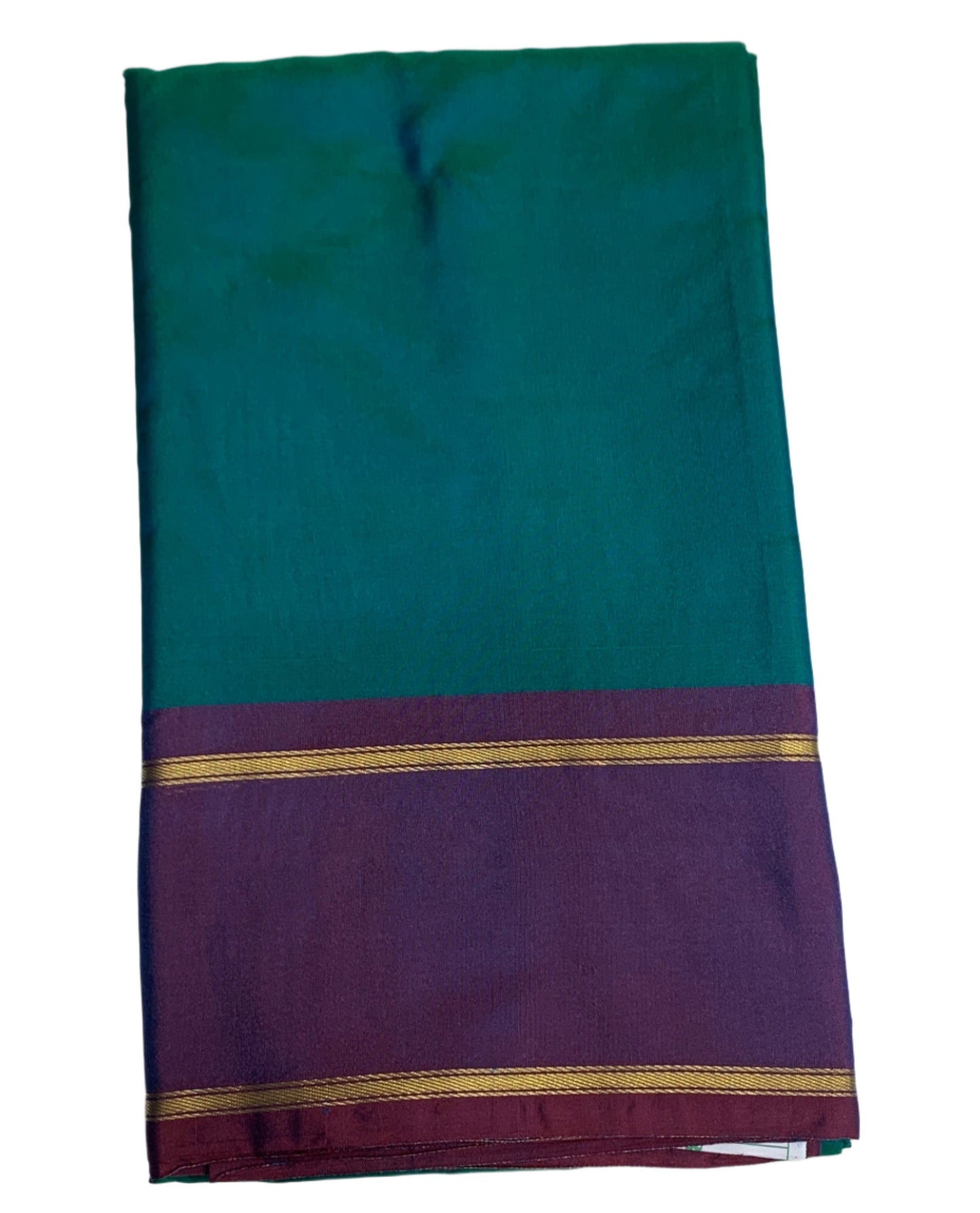 Arani Silk Saree Peacock Blue Colour with Dual shade and Golden Border
