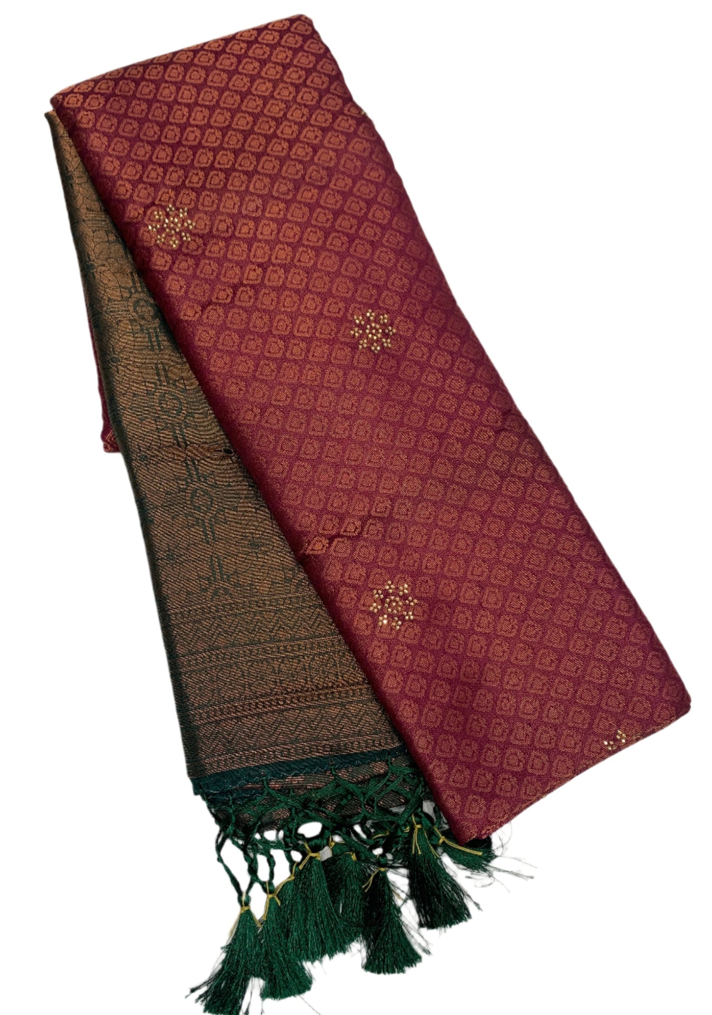 Soft Silk Saree Brown Colour with Green Pallu