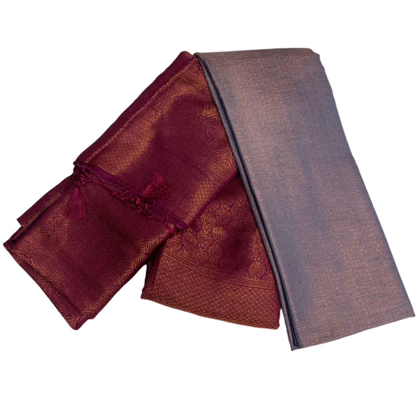 Soft Silk Saree Gray Colour with Brown Pallu