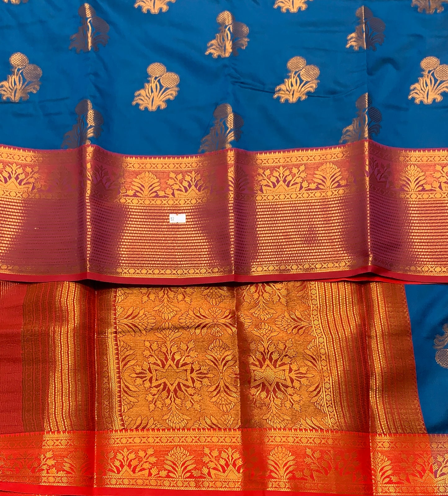 Soft Silk Casual Saree Sky Blue Colour with Red and Golden Colour Border