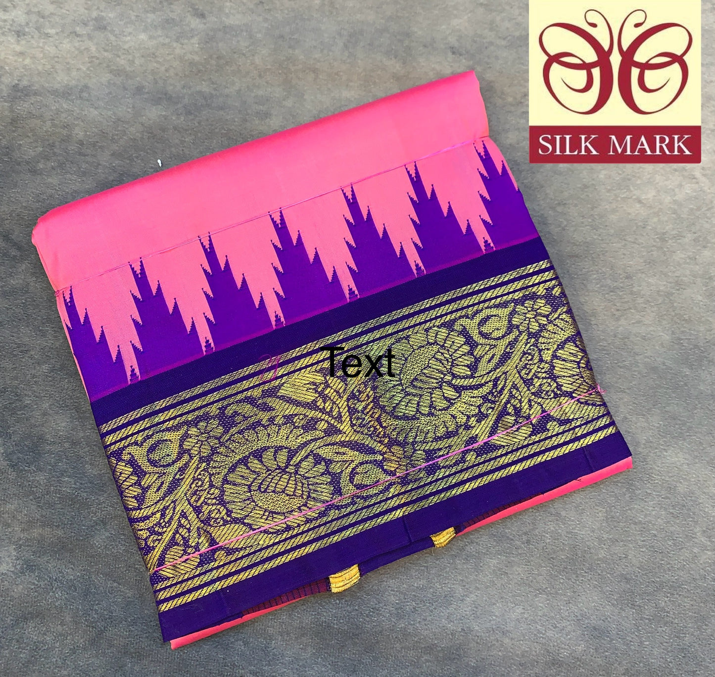 6 Mulam Silk Pooja Towel Baby Pink Colour with Ganga Jamuna Korvai Border( Pre Order Available)
