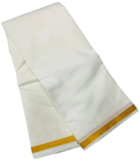 9x5 Cotton Unbleached Dhoti with Golden Border