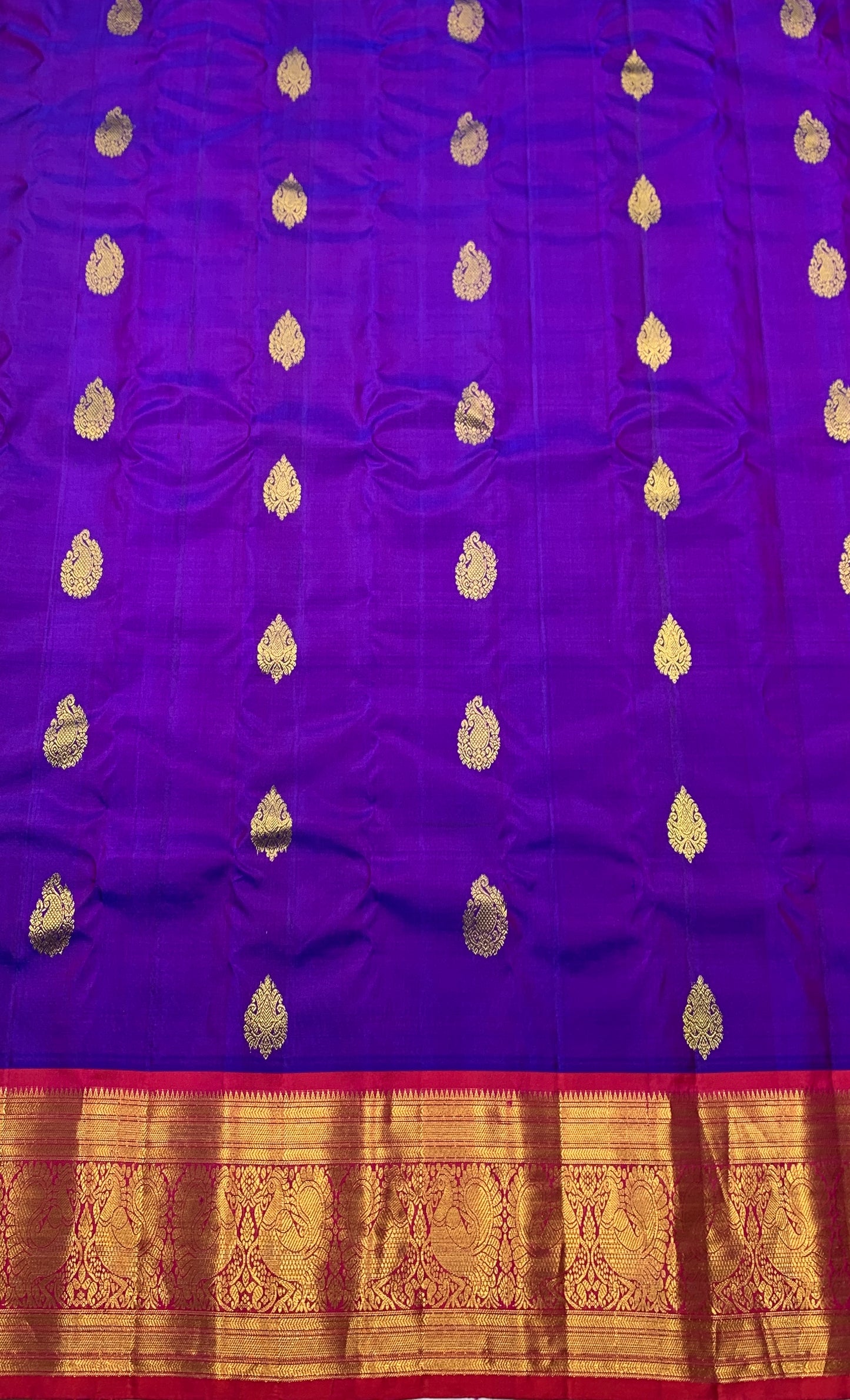 Pure Kanchipuram Silk Dual Shade with Pink Border