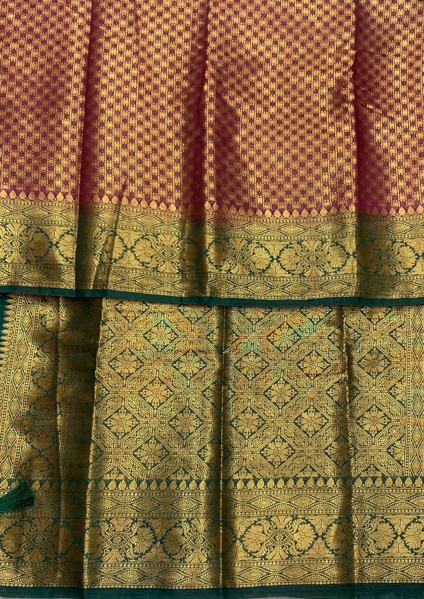Crepe Saree Maroon Colour with Green Border