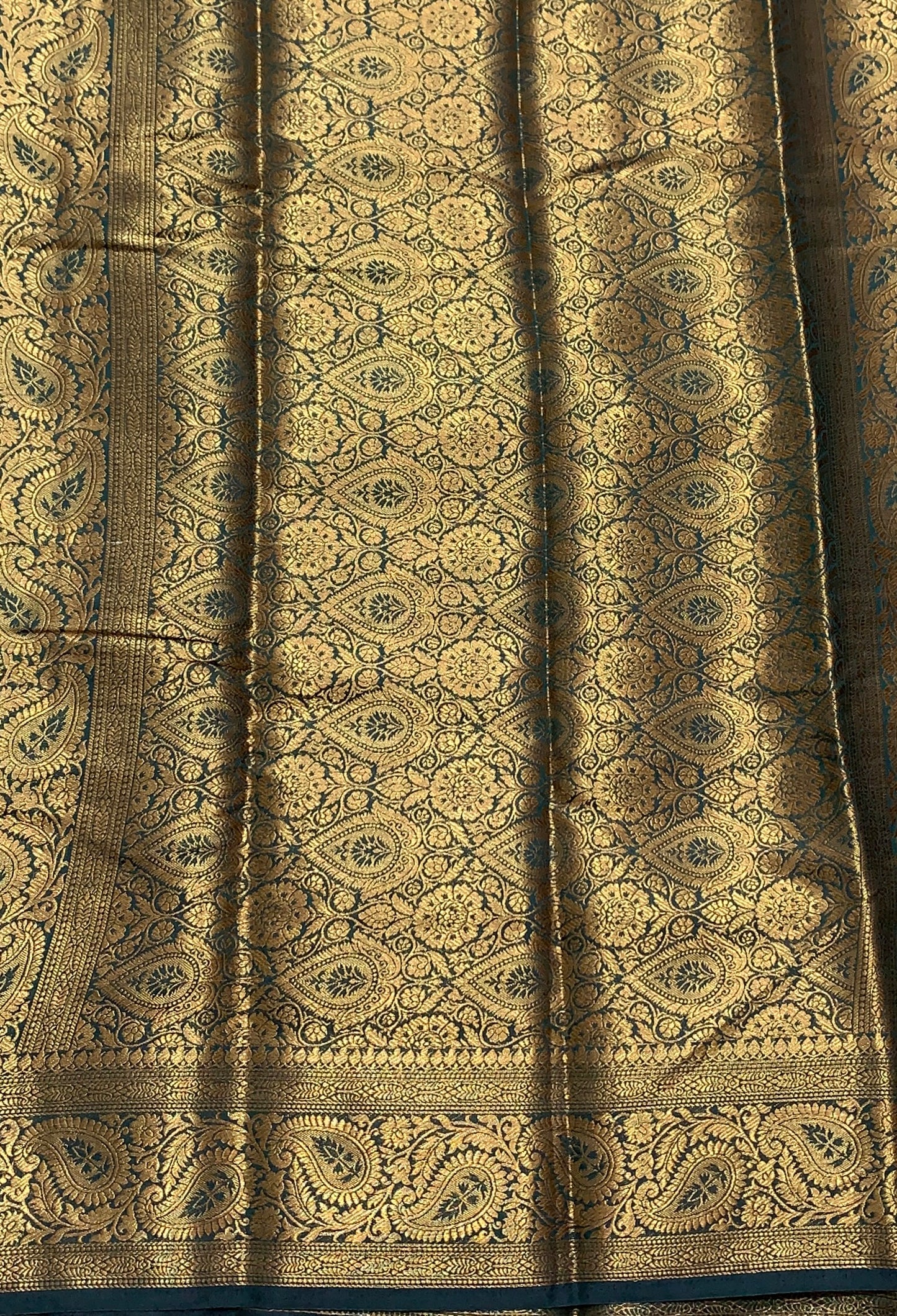 Crepe Saree Red Colour with Green Border