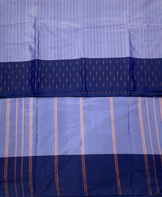 Arani Silk Saree Sliver Blue Colour Navy Blue Border