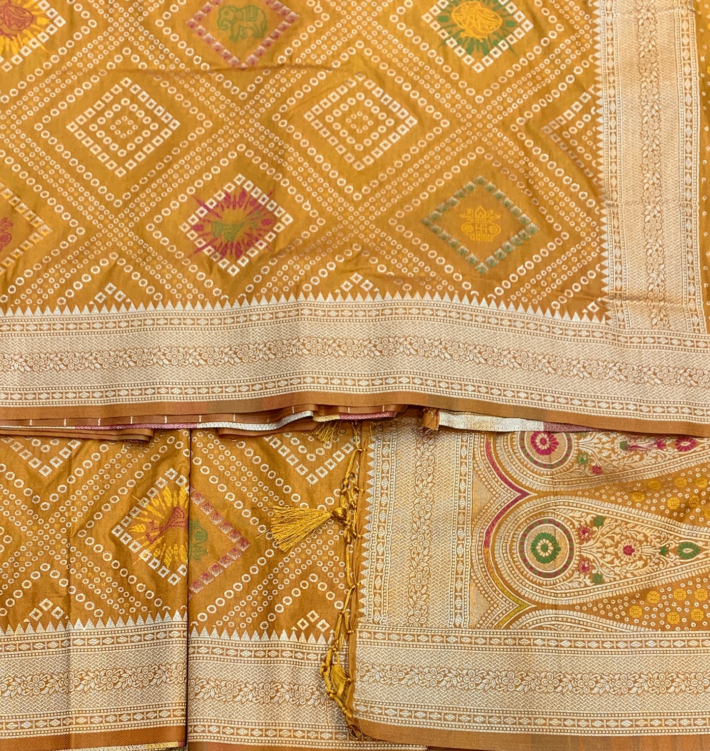 Banaras Soft Silk Saree Russet Colour with Sliver Colour Floral Design Border