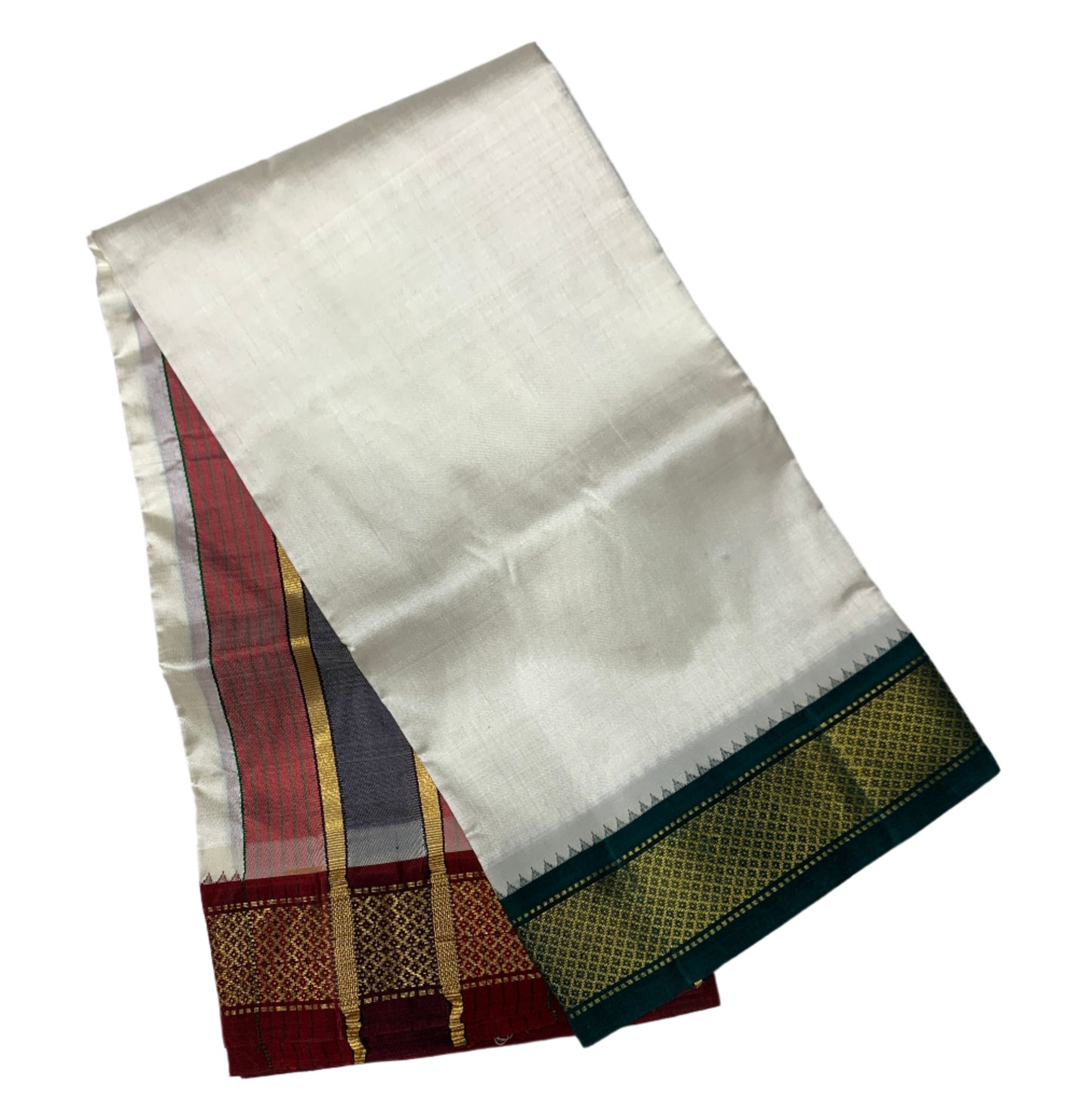 Silk Pooja Towel White Colour