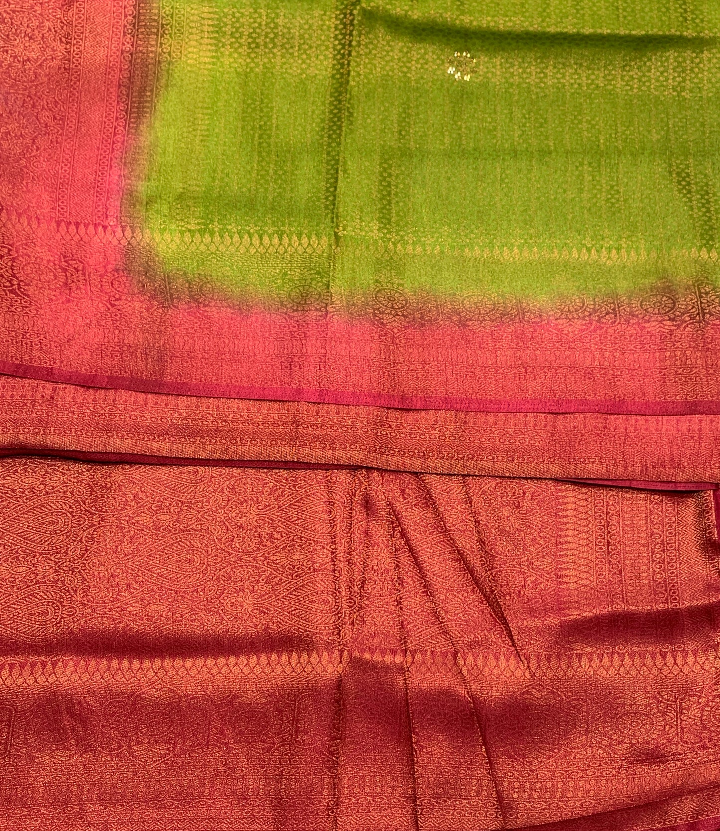Soft Silk Saree Olive Green Colour and Stone Work with Pink Colour Pallu