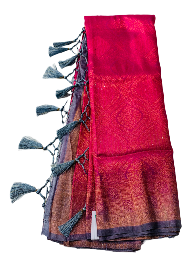 Soft Silk Saree Pink Colour with Jamiki Work.