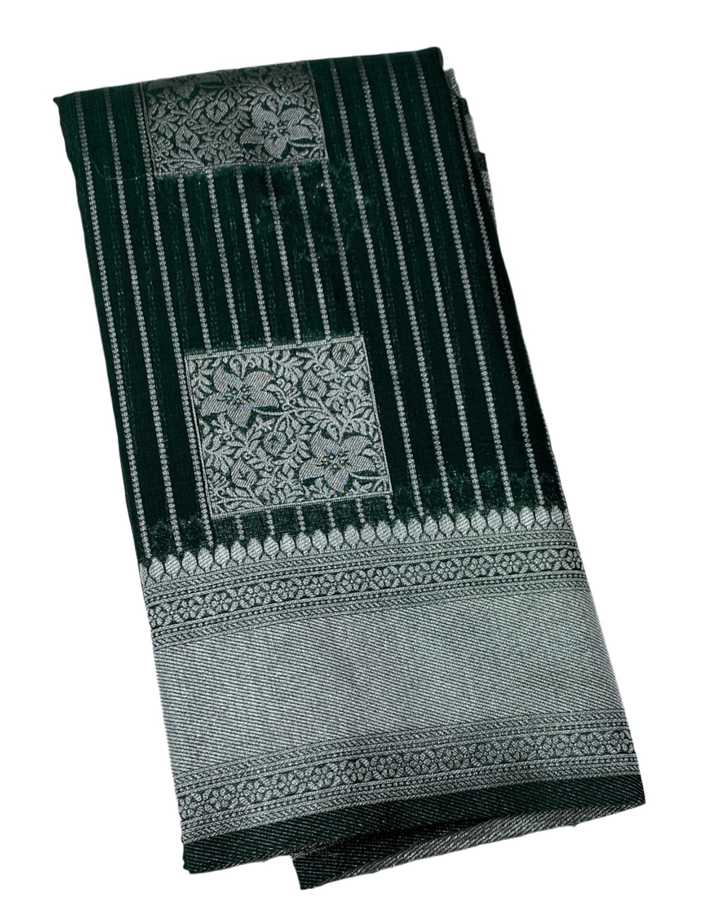 Fancy South Cotton summer Special in vibrant pastel colours - * Green * with Sliver Zari Border
