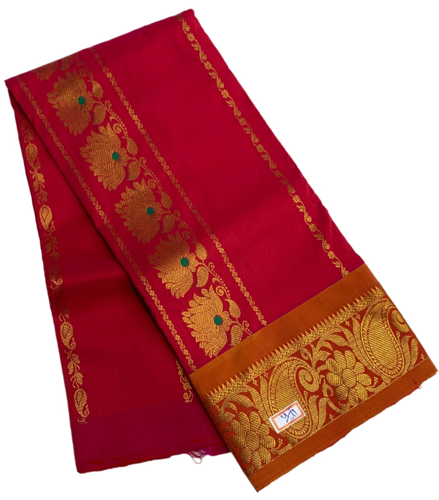 Redish Pink Shade Semi Silk Kids Pattu Pavadai with Contrast border for Age 2 to 5