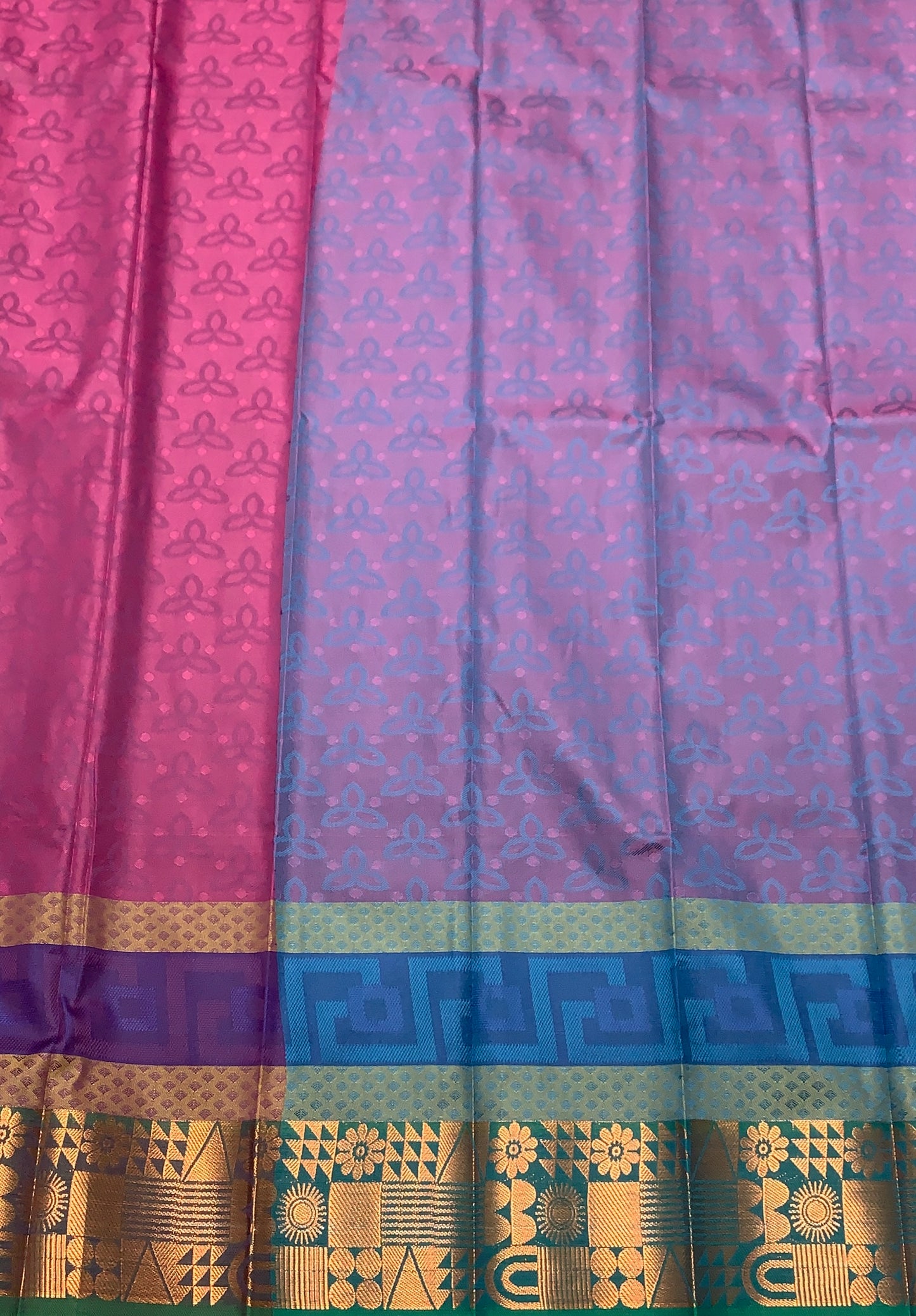 Synthetic Cotton Saree Magenta Colour with Copper Border