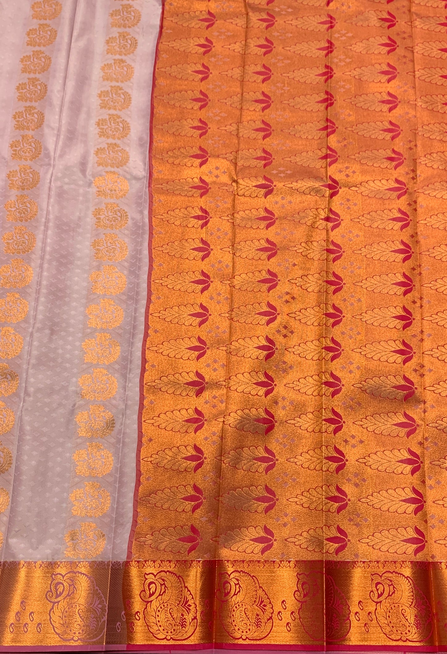 Vegan Silk Saree Light Lavender Colour Saree with Copper Border