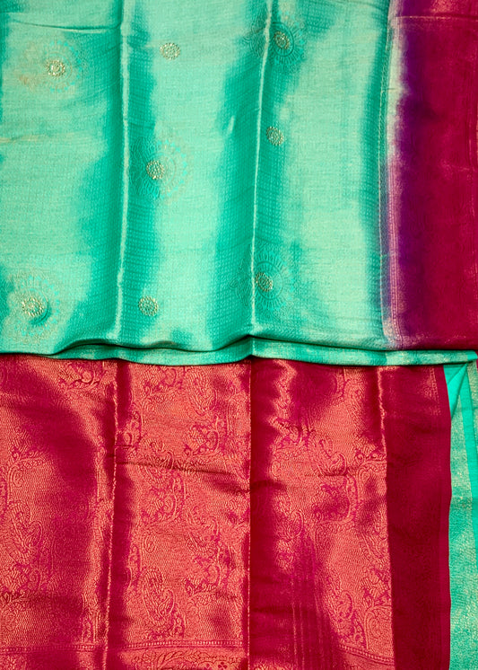 Soft Silk Saree Sapphire Colour with Pink Palllu