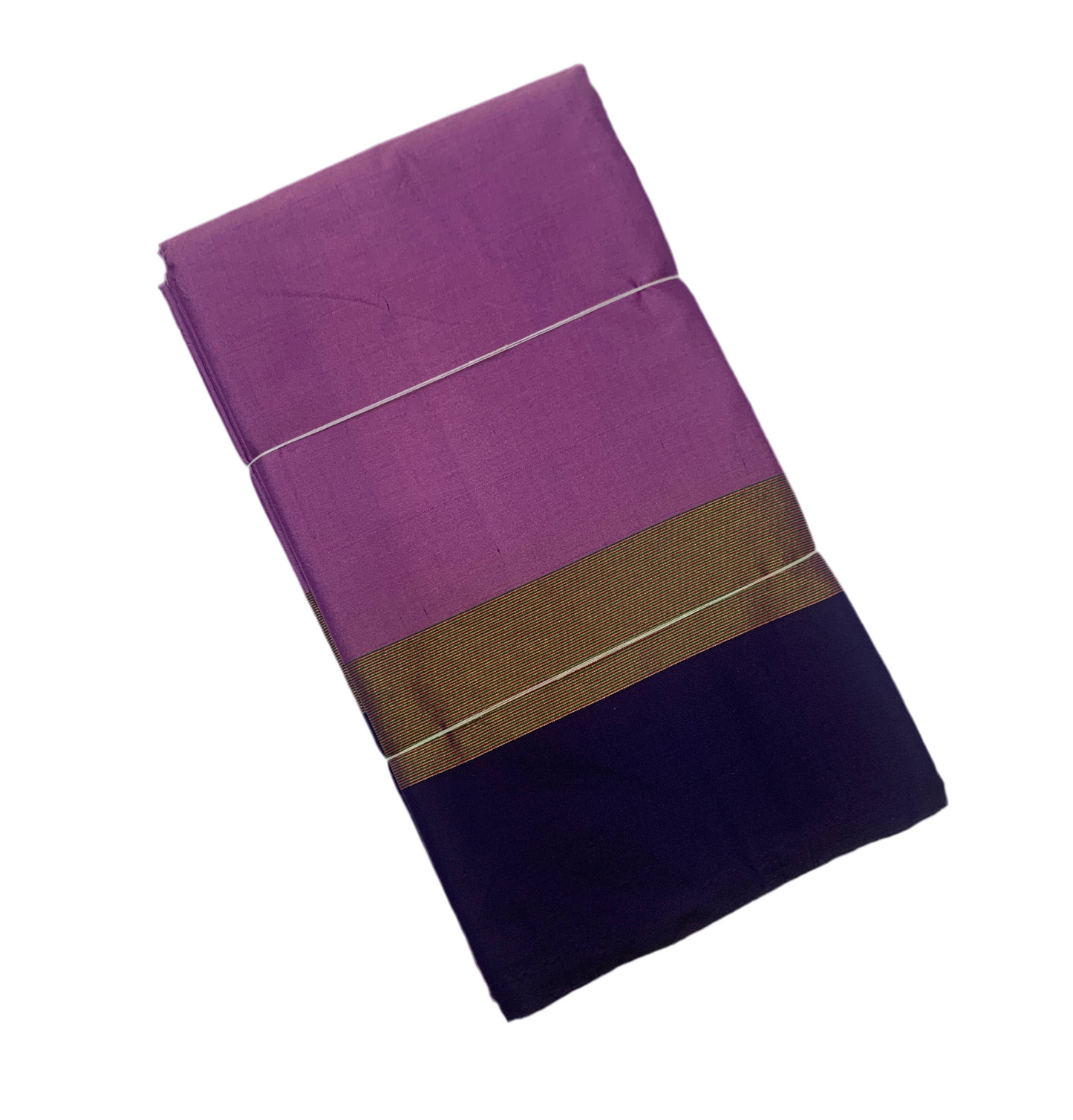 Arani Silk Saree Dark Lavender Colour with Navy Blue Border
