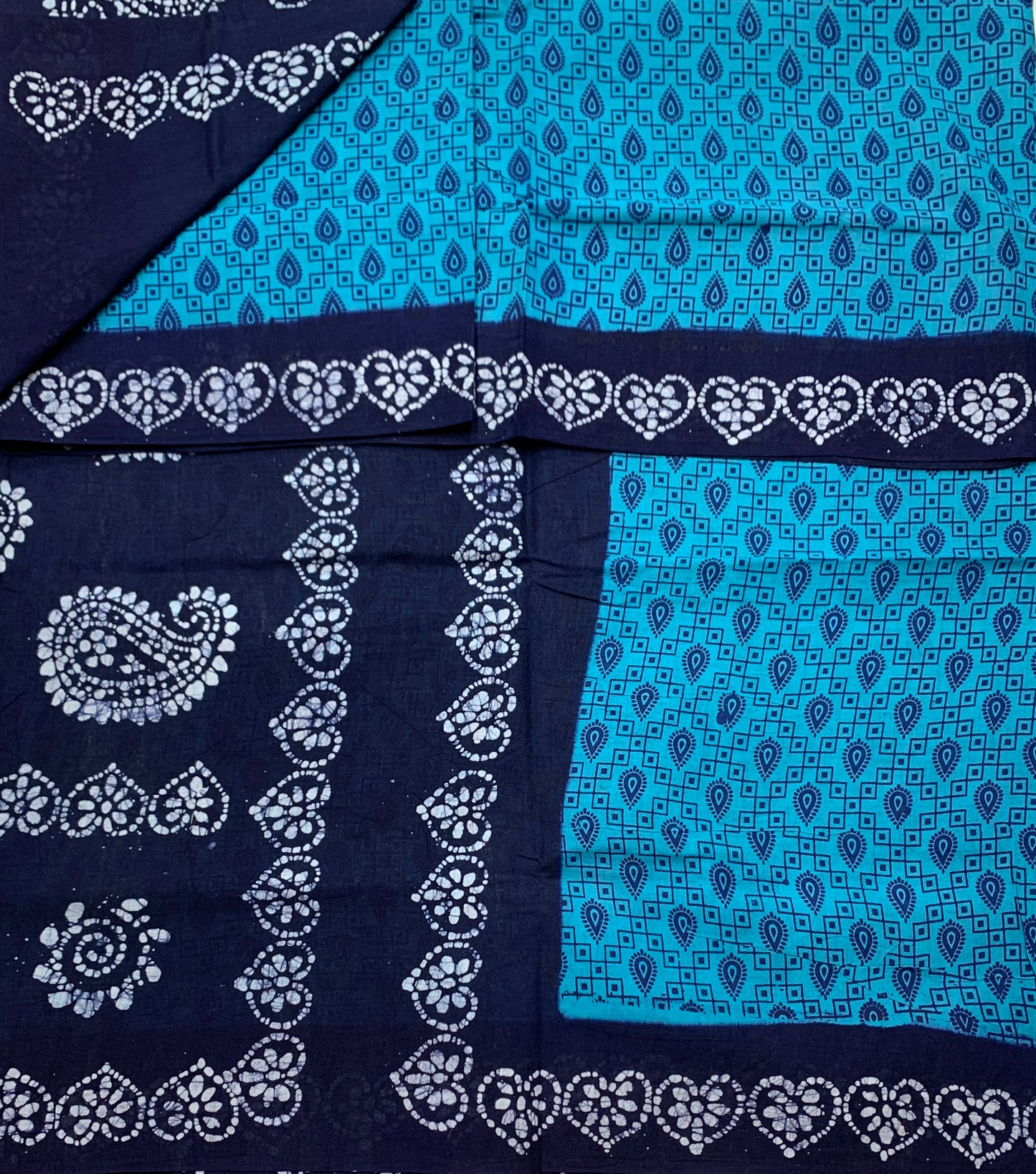 Chettinad Sungudi Cotton Sky Blue Colour with Navy Blue Colour Border