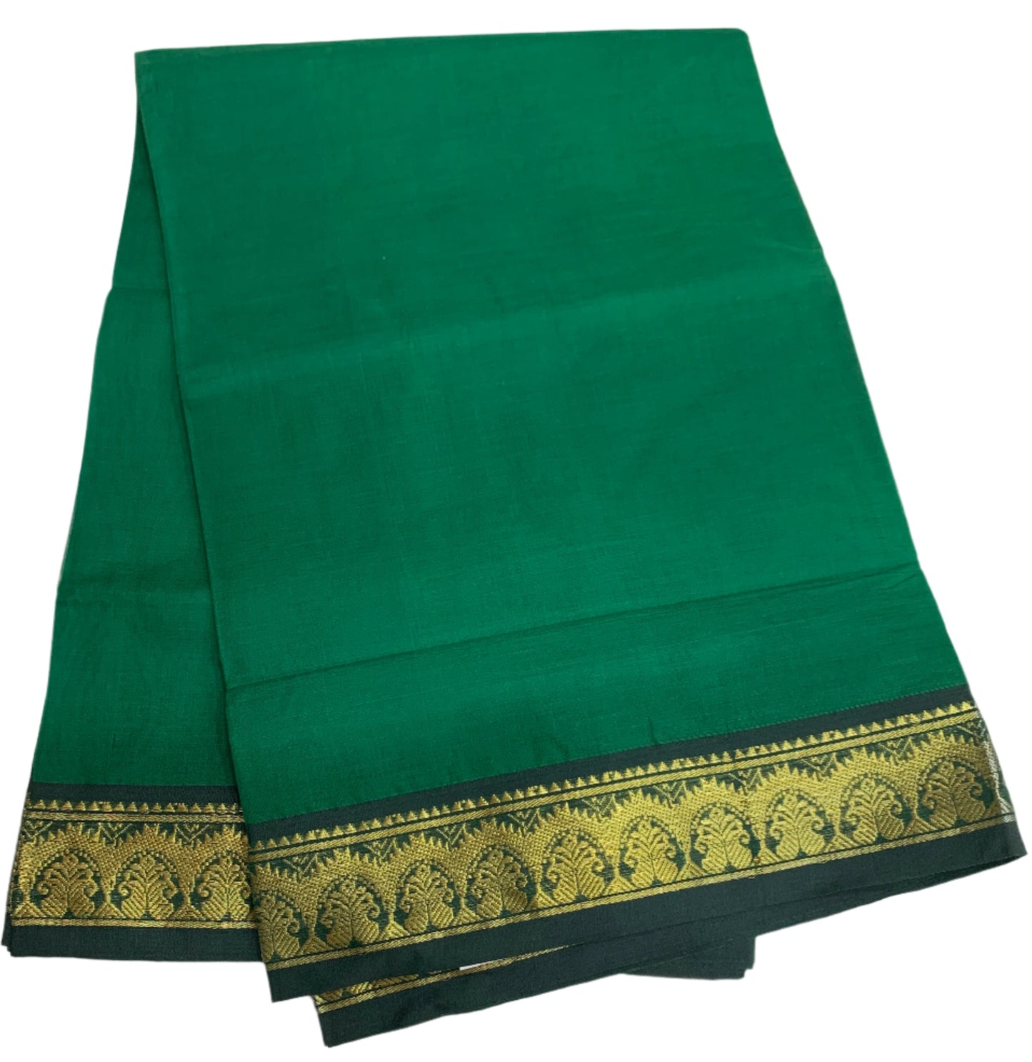 Chettinad Cotton Saree Green Colour with Dark Green Border