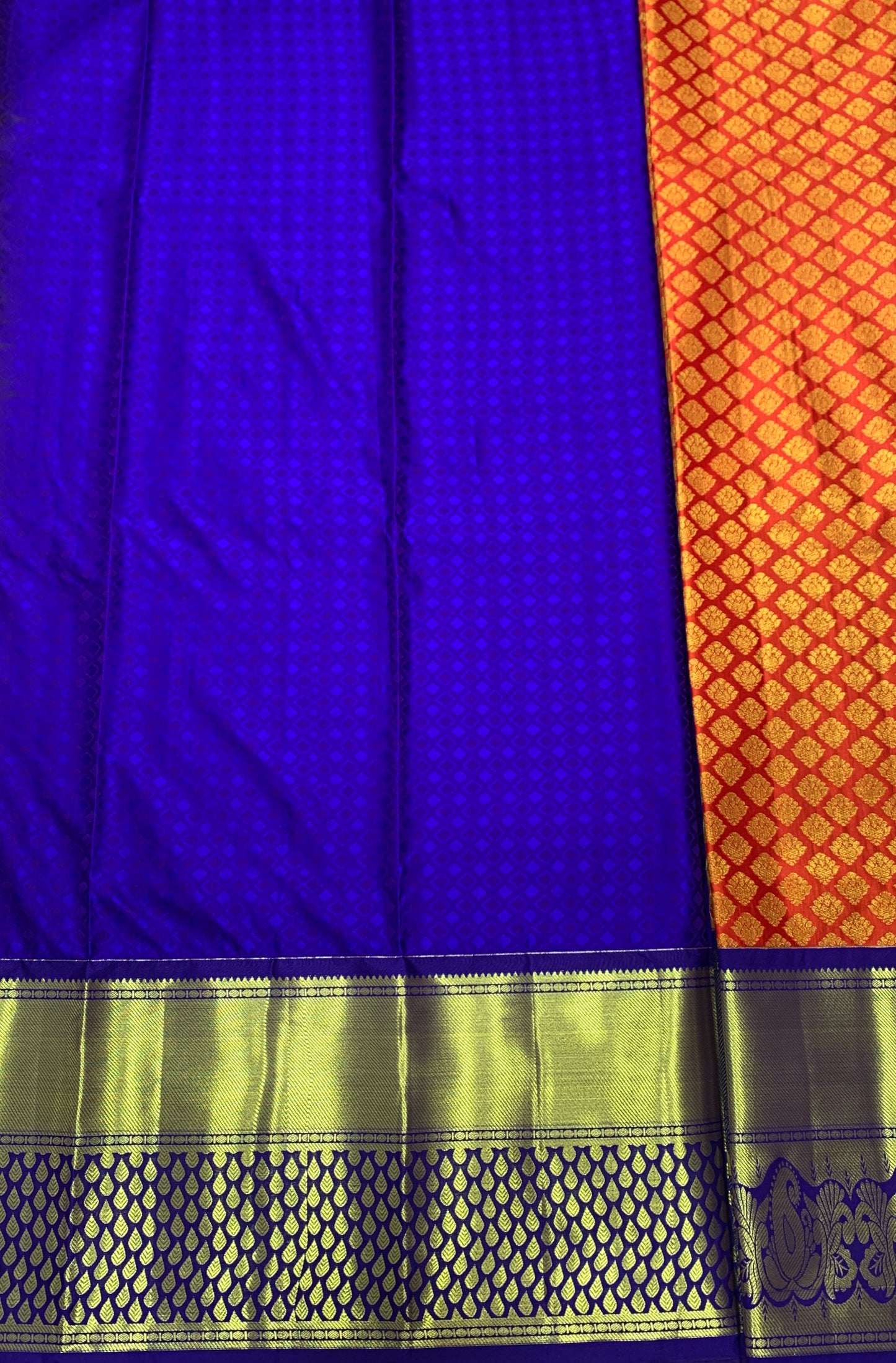 Red shade Vegan Silk Kids Pattu Pavadai with Contrast border for age above 10 years