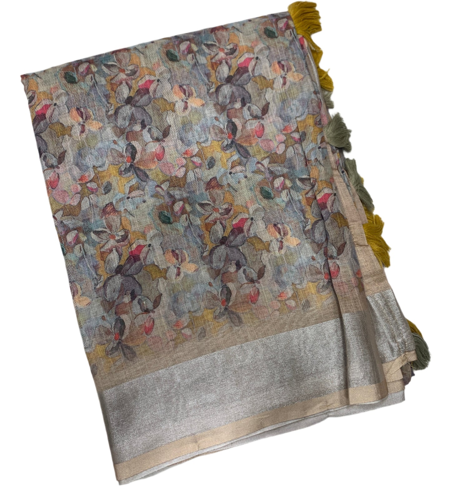 Jute Cotton Saree Dark Brown Shade with Thread Border