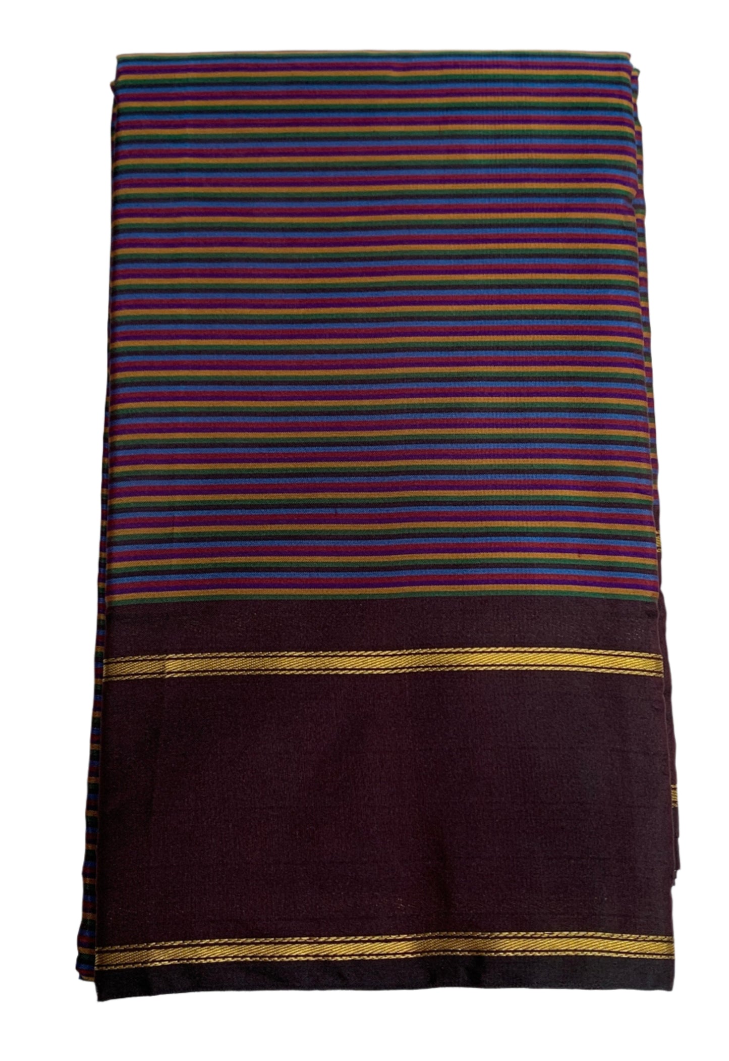 Arani Silk Saree Multi Colour with Dark Wine Colour Border