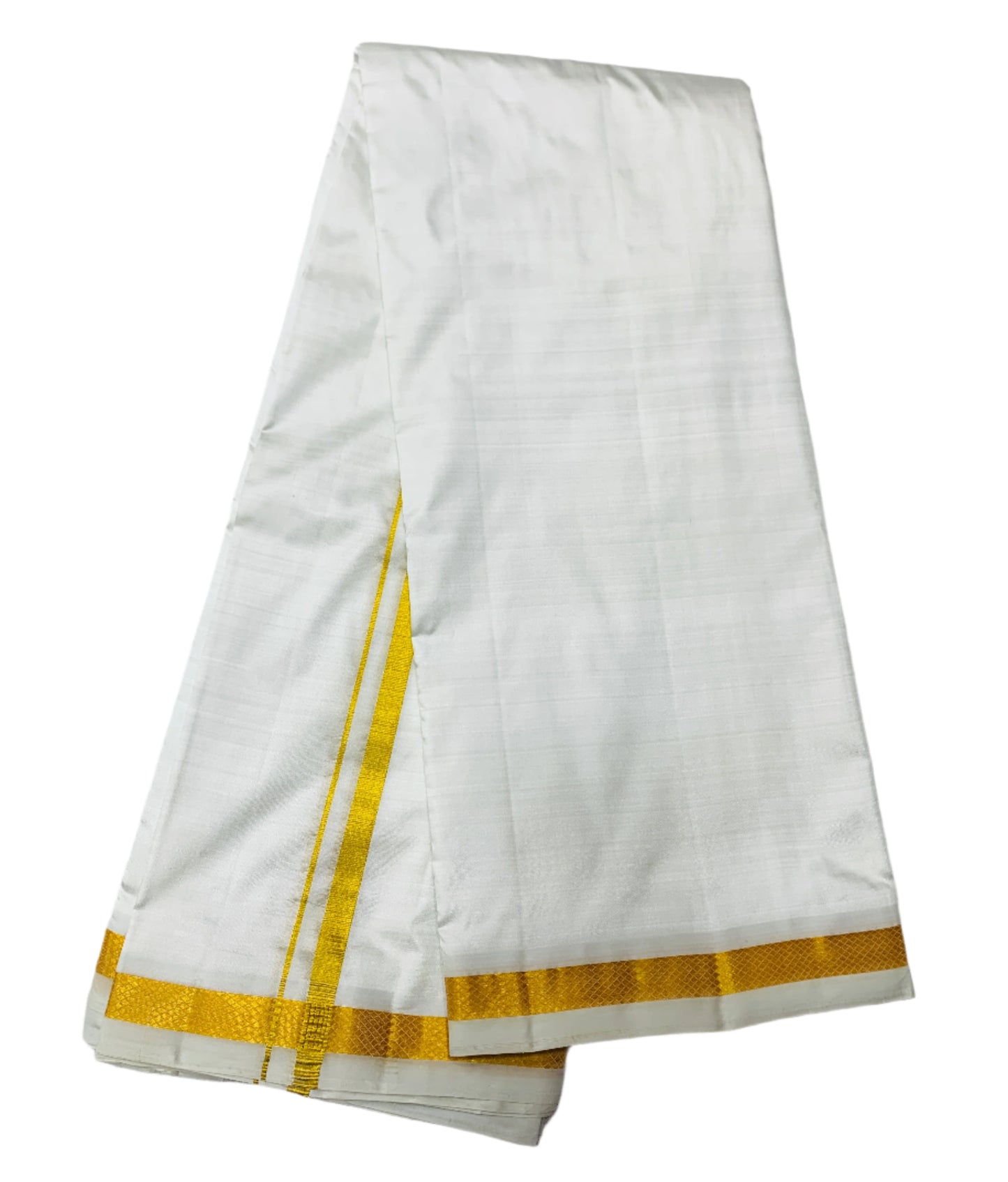 9X5 Pure Silk Dhoti White Colour with Small Border