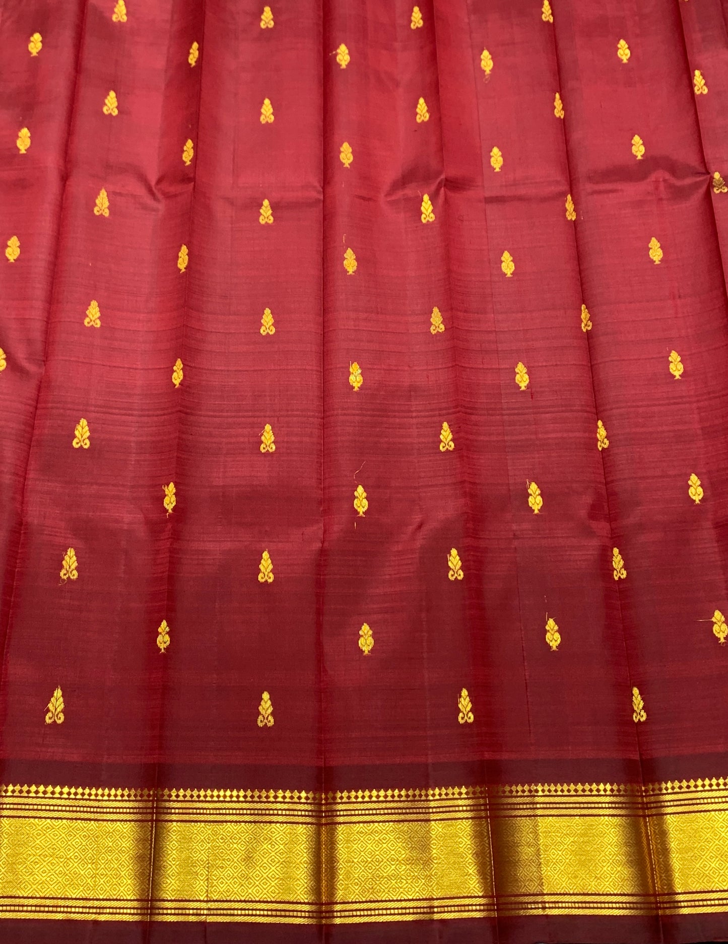 Pure Kanchipuram Silk Saree Maroon Colour with Gold Zari Border