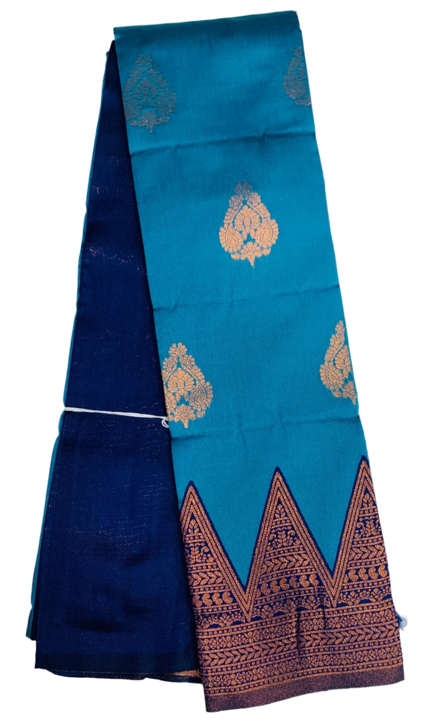 Art Silk Saree Sky Blue Colour with Navy Blue Border
