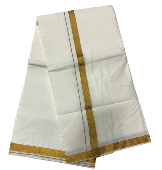 8 Mulam White Cotton Dhoti with Golden Border