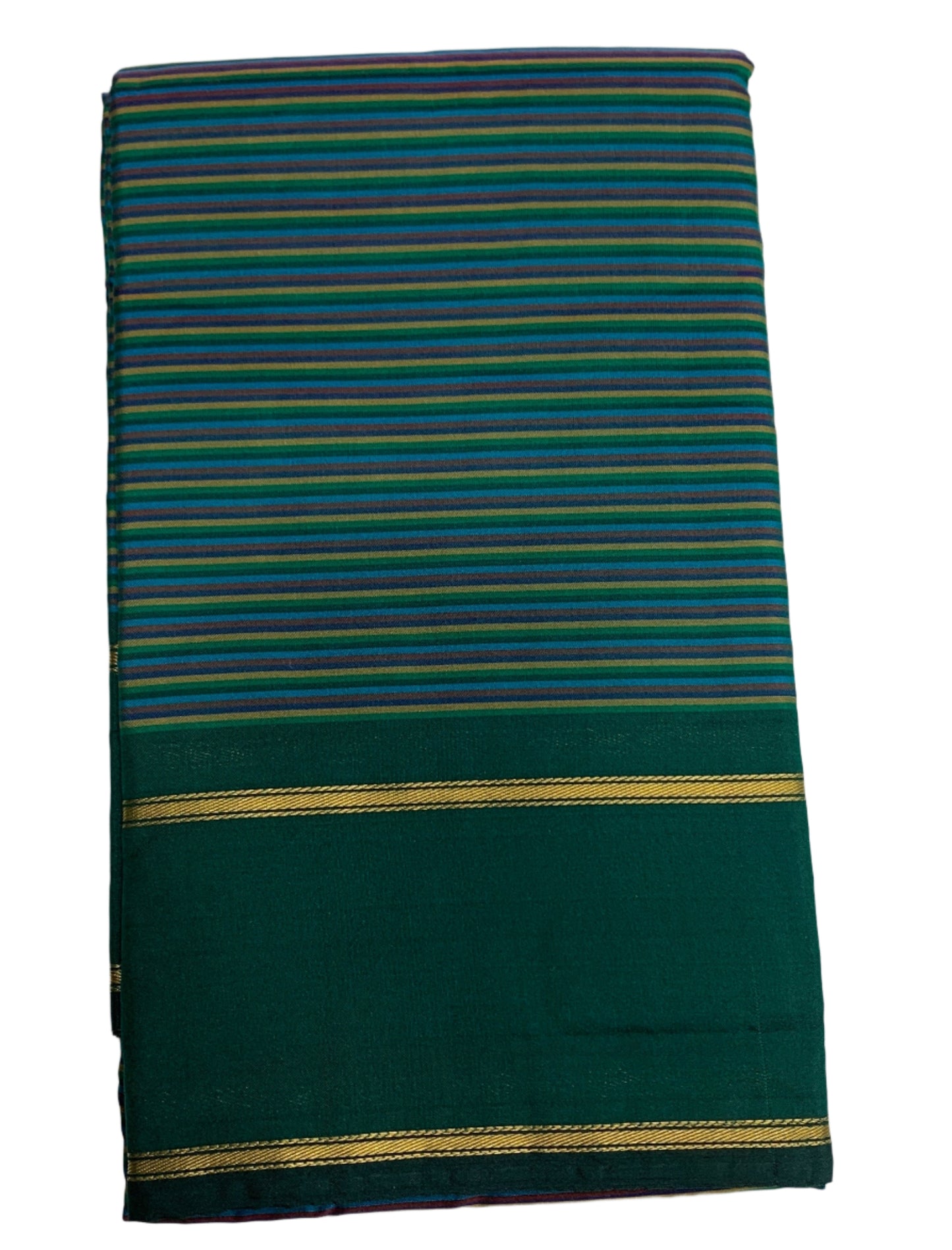 Arani Silk Saree Multi Colour with Forest Green Colour Border