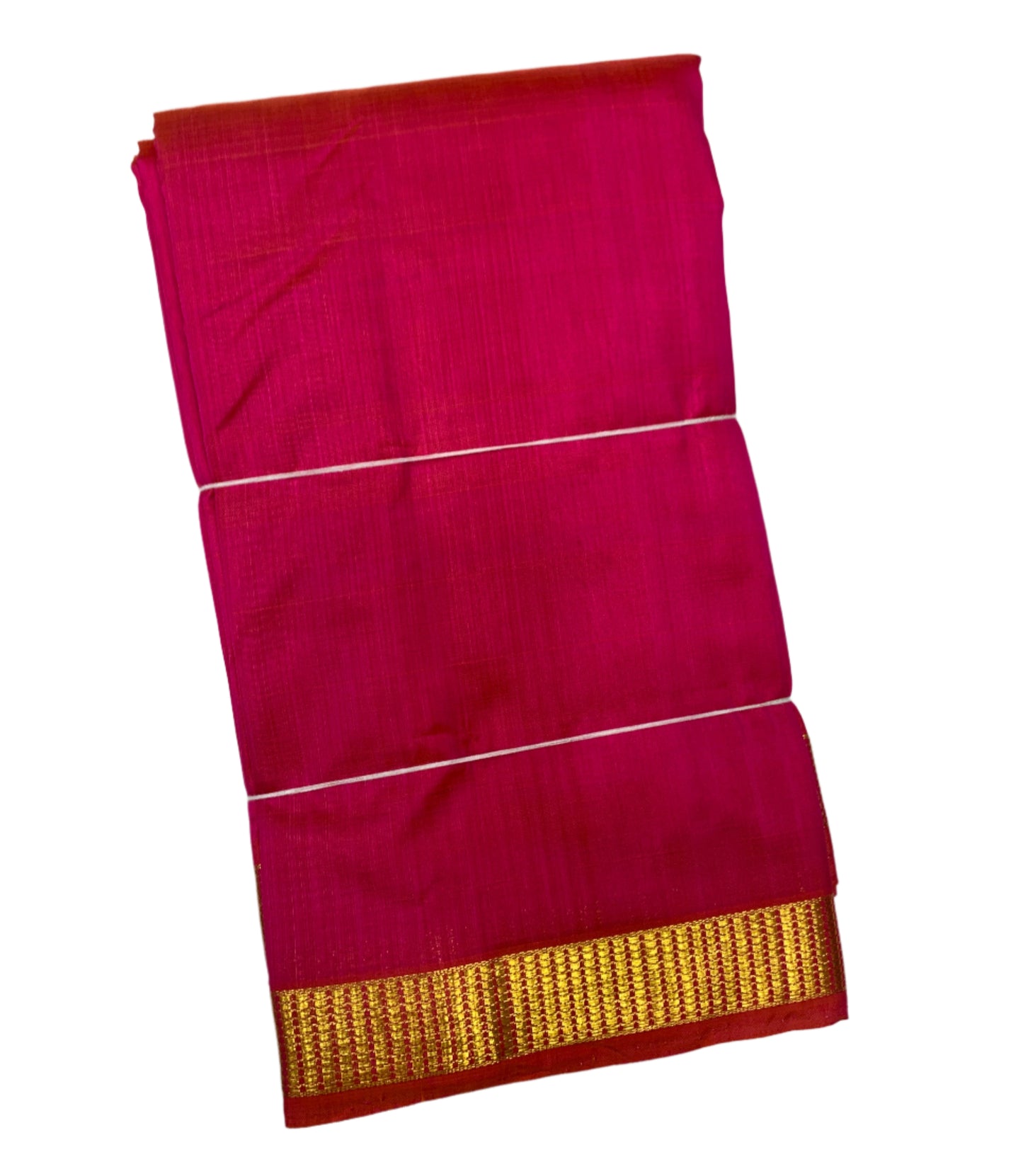 Pure Kanchipuram Silk Pink Colour with Golden Zari Border