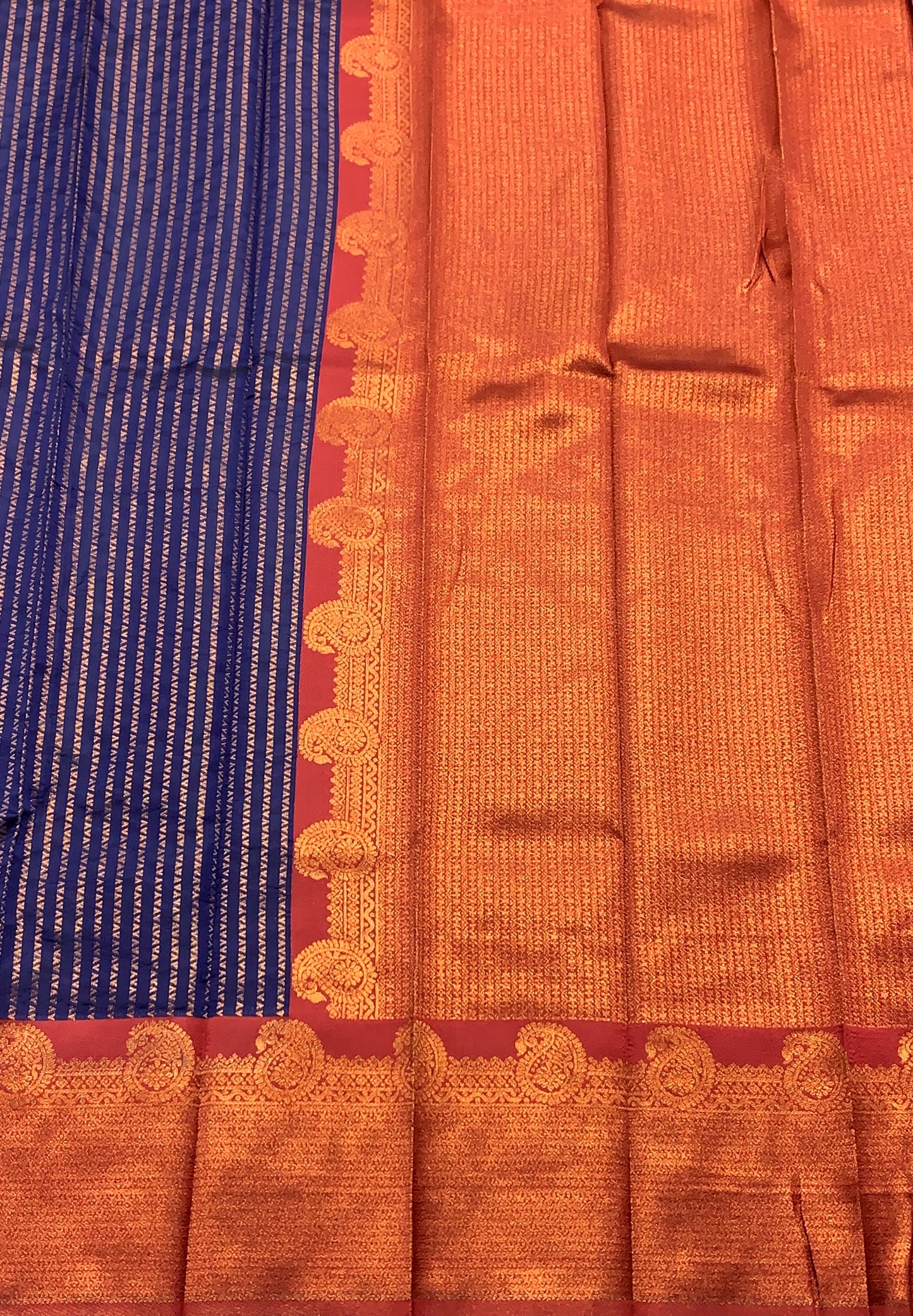 Navy Blue Art Silk Saree Colour with Maroon Border