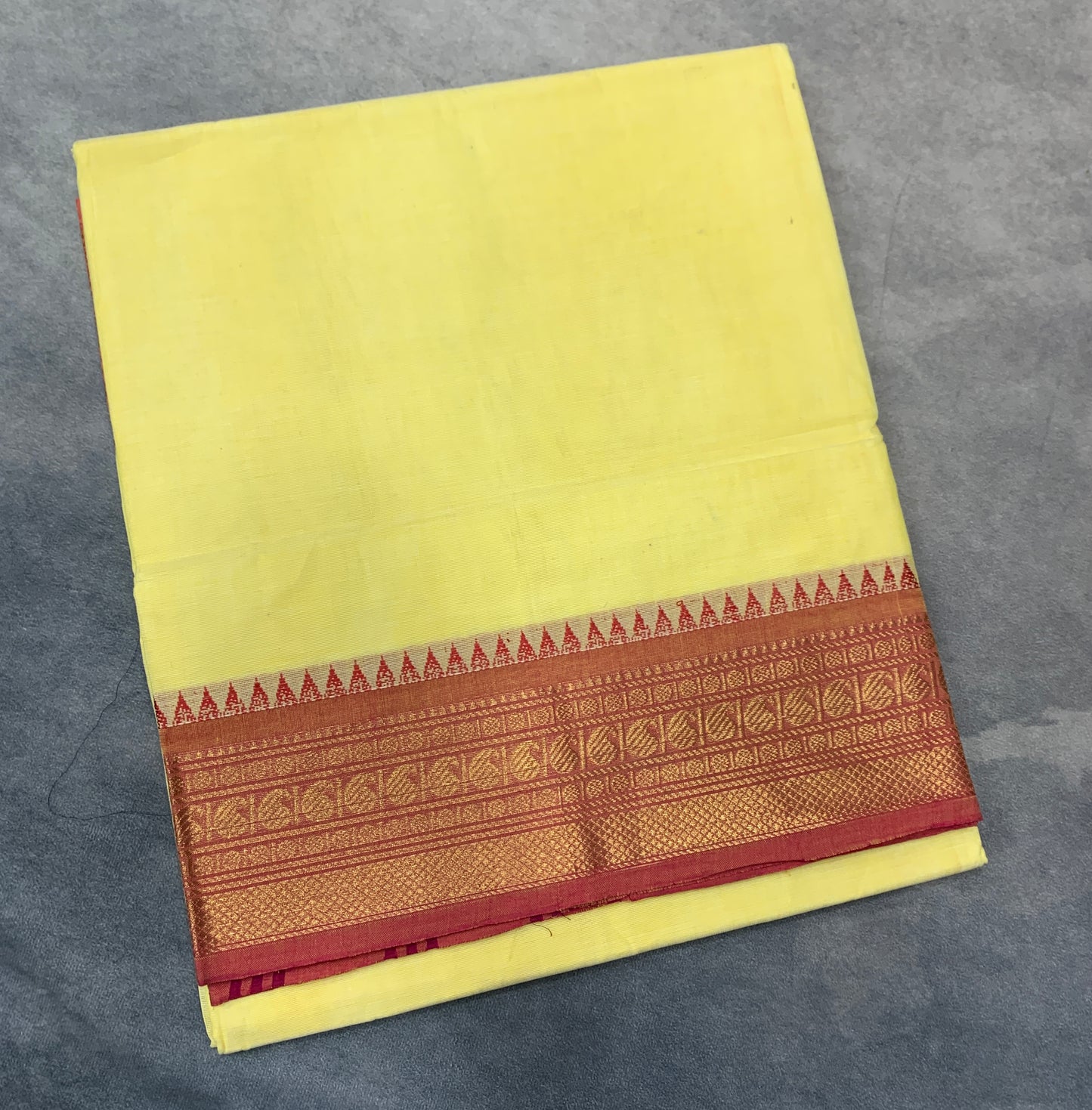 Chettinad Cotton Saree Yellow Colour with Light Pink Border