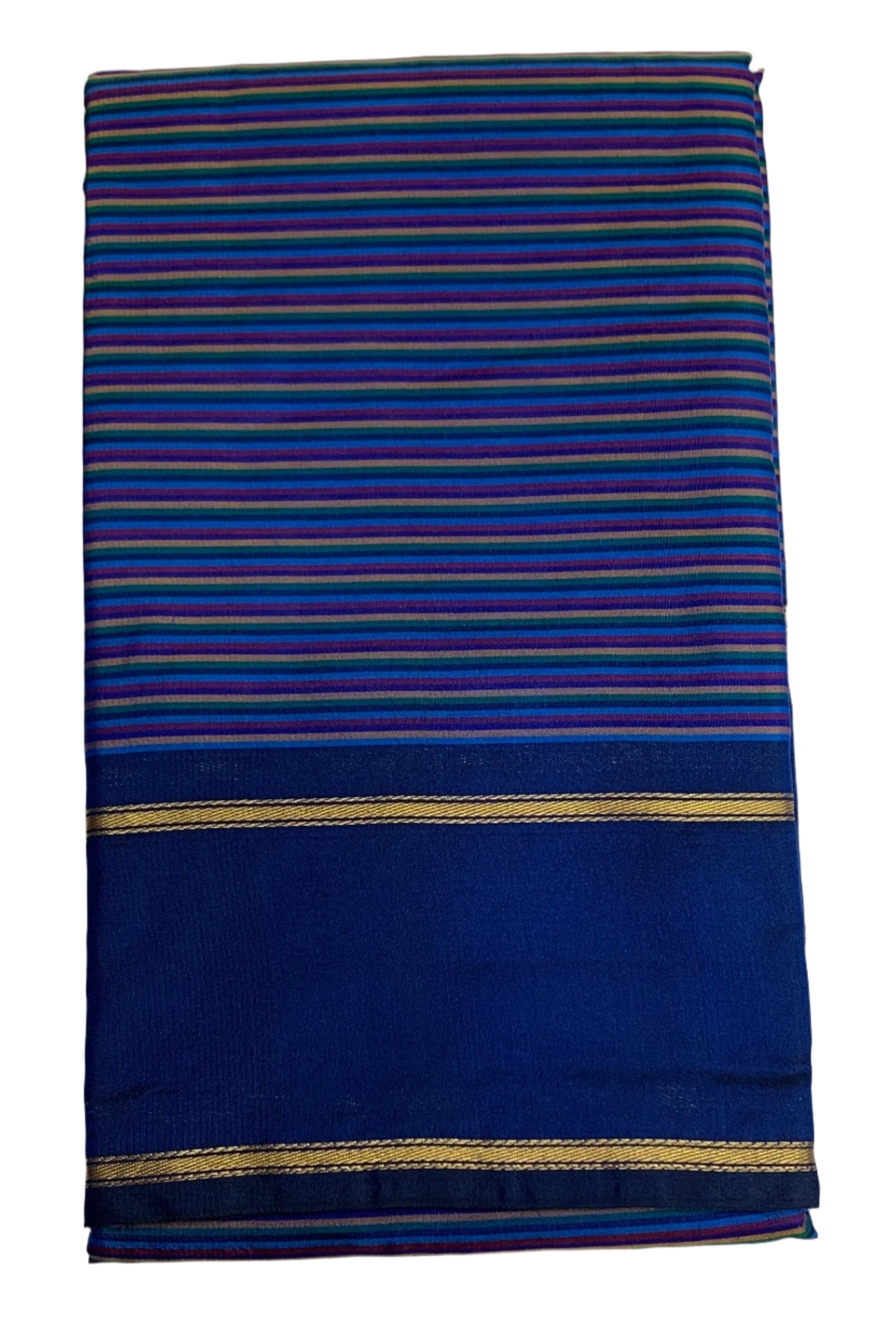 Arani Silk Saree Multi Colour with Blue Colour Border