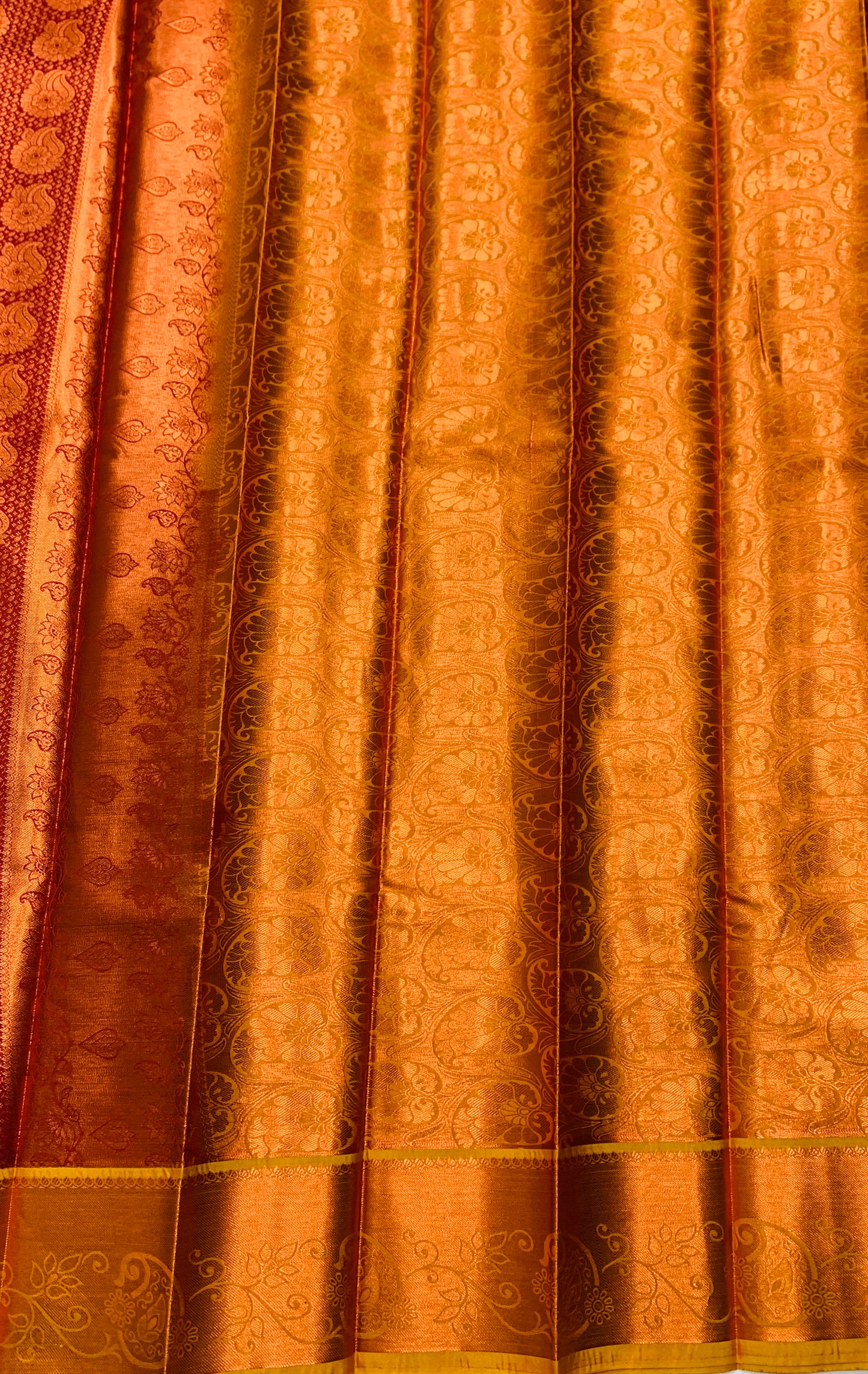 Vegan Silk Saree Maroon Colour with Golden and Glolden Yellow Border