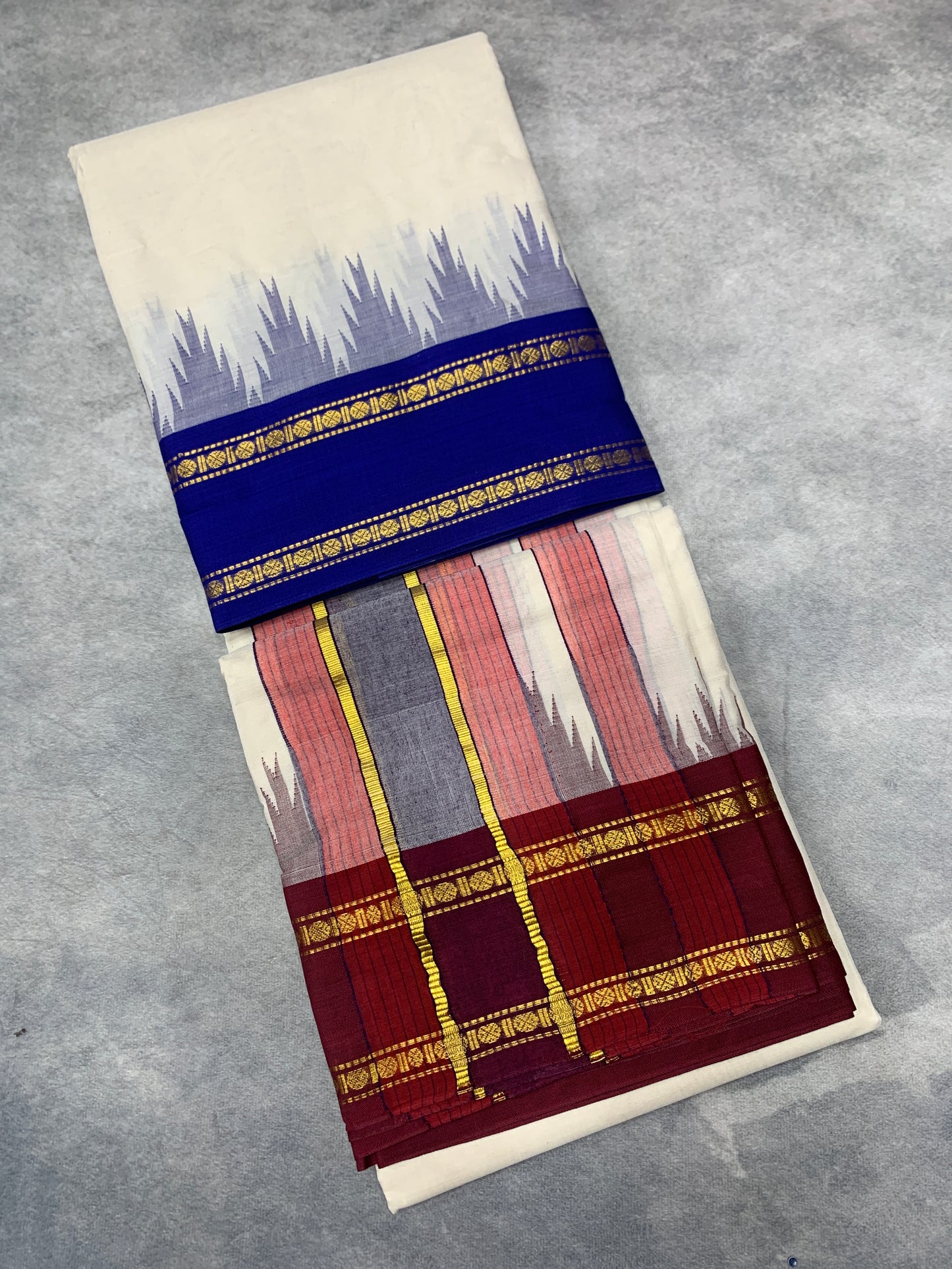 9X5 Cotton Unbleached dhoti with Angavastram
